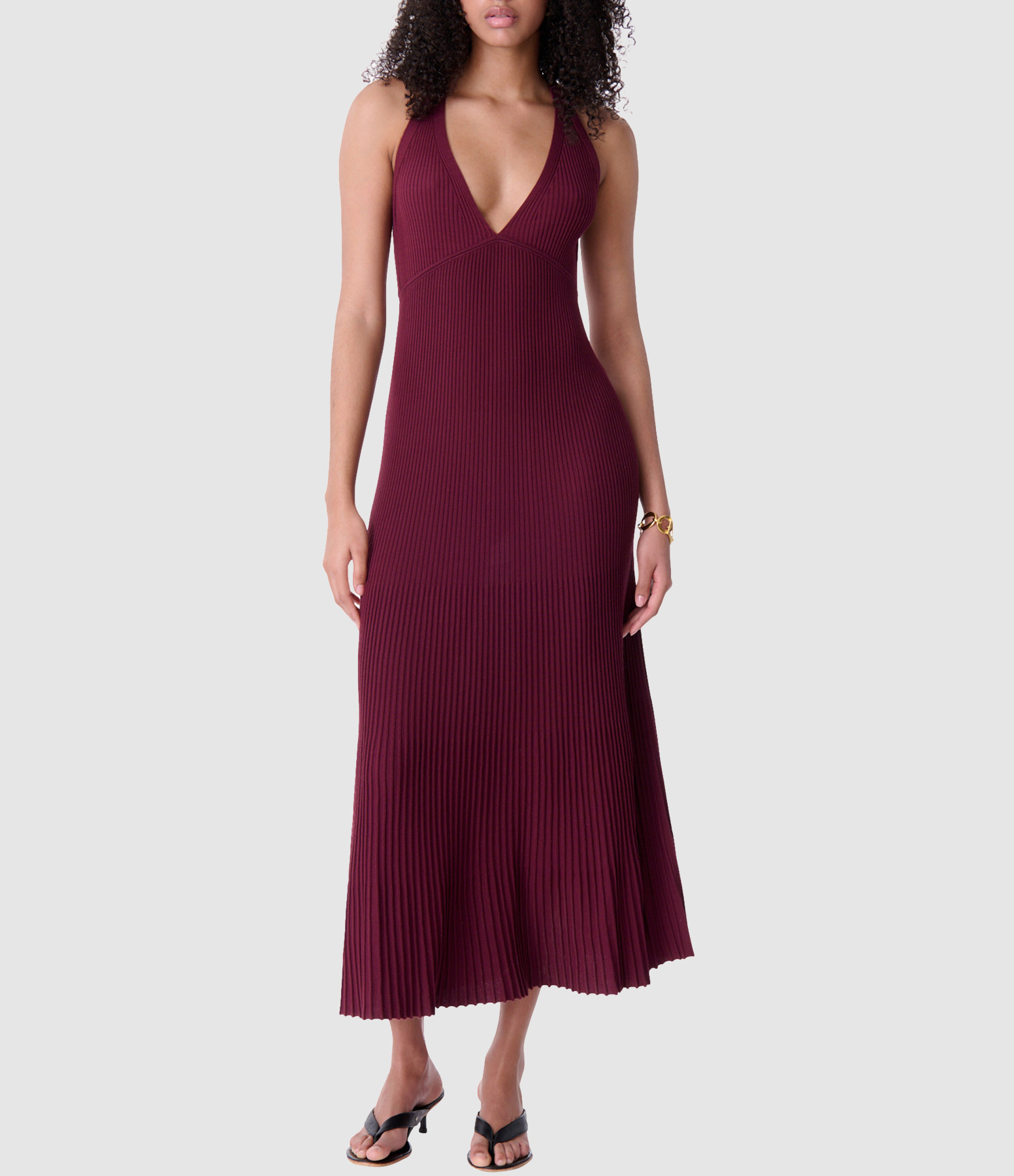 Elouna Long Dress in Bordeaux