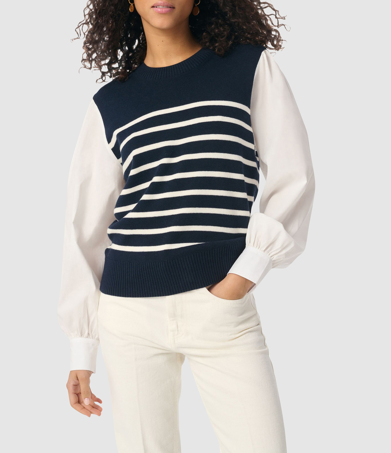 Grace Jumper – Navy/Ecru