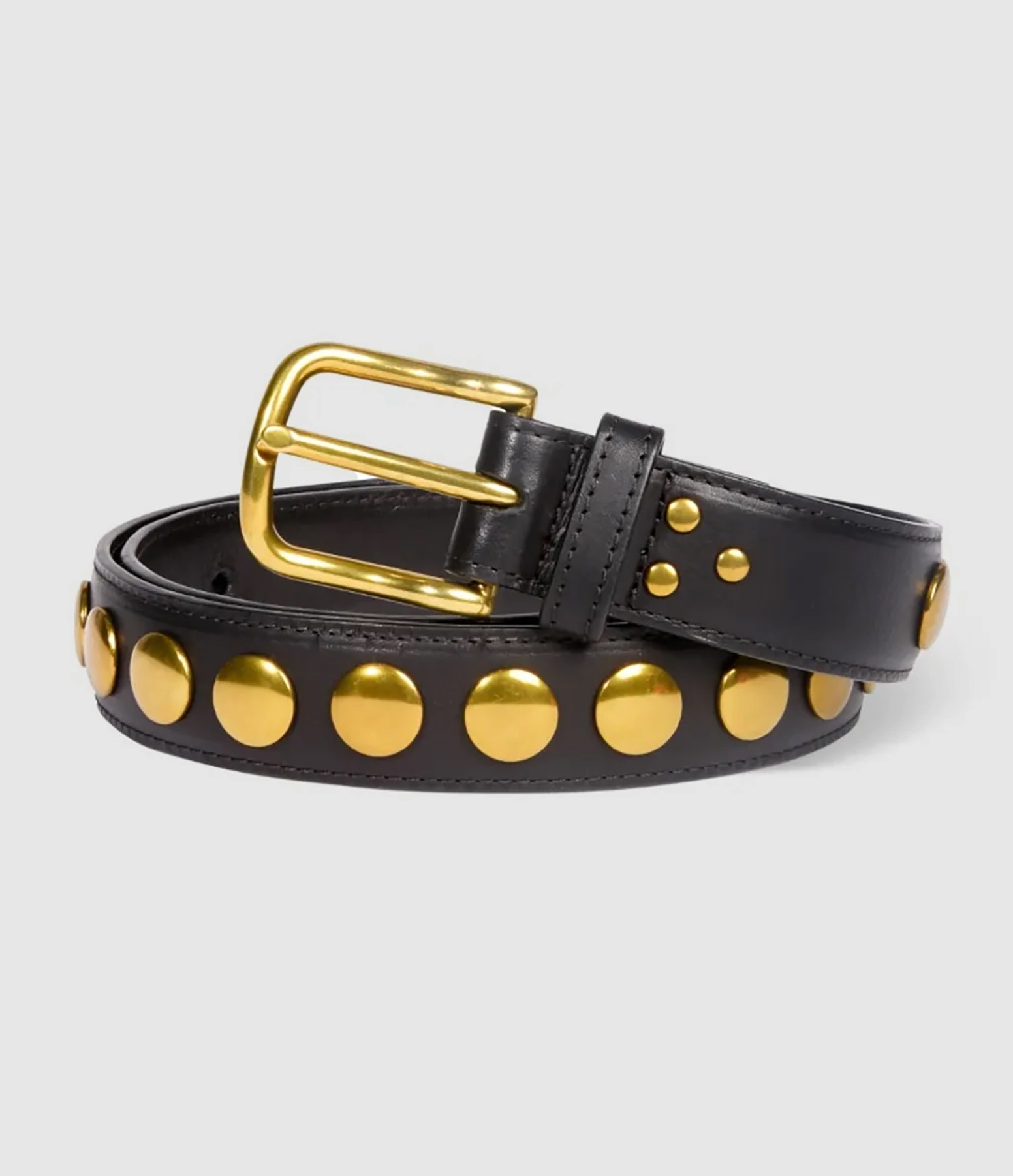 Black Leather Festival Belt with Brass Accents