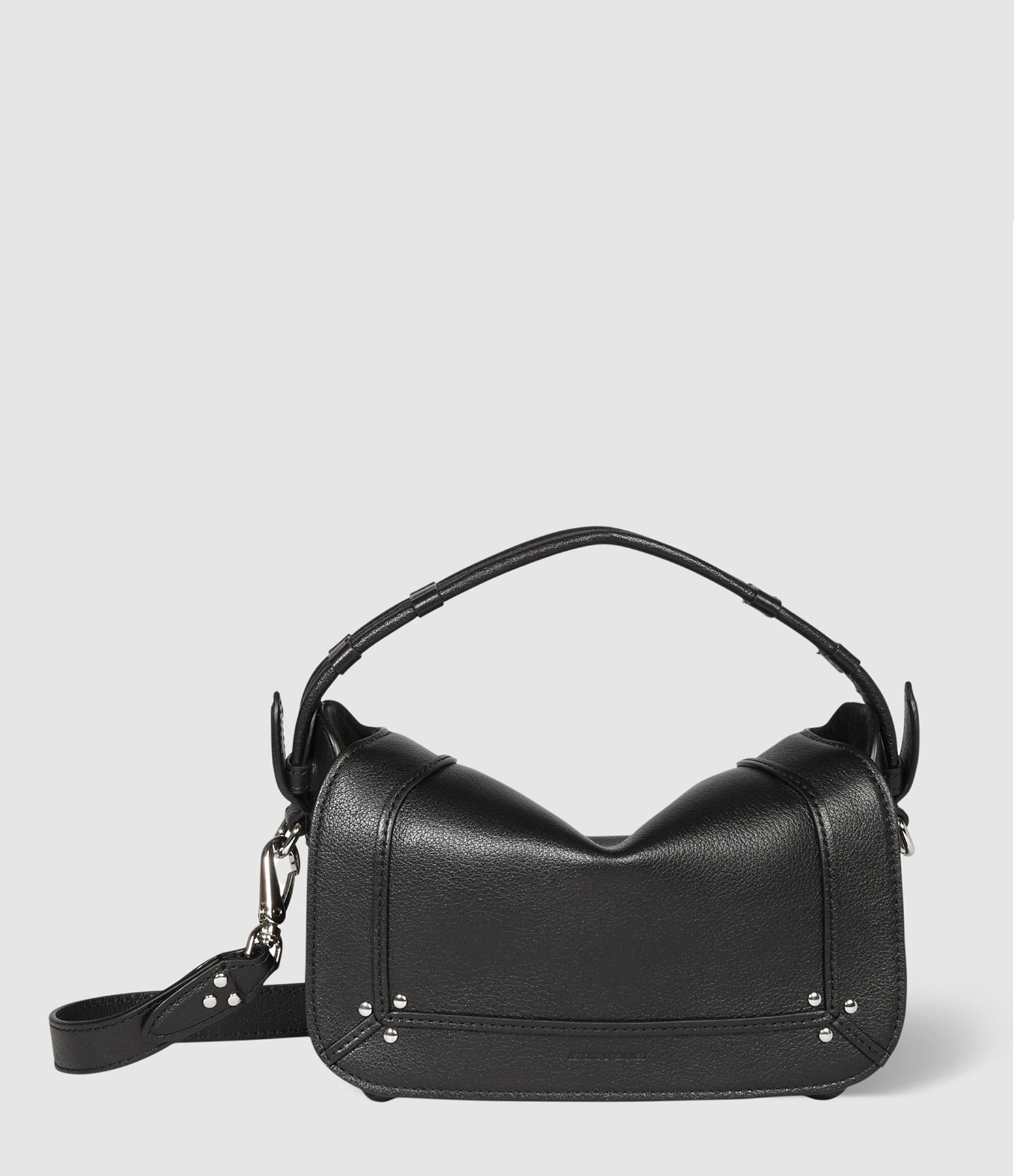 Pepito S Bag – Black Grained Leather with Silver Accents