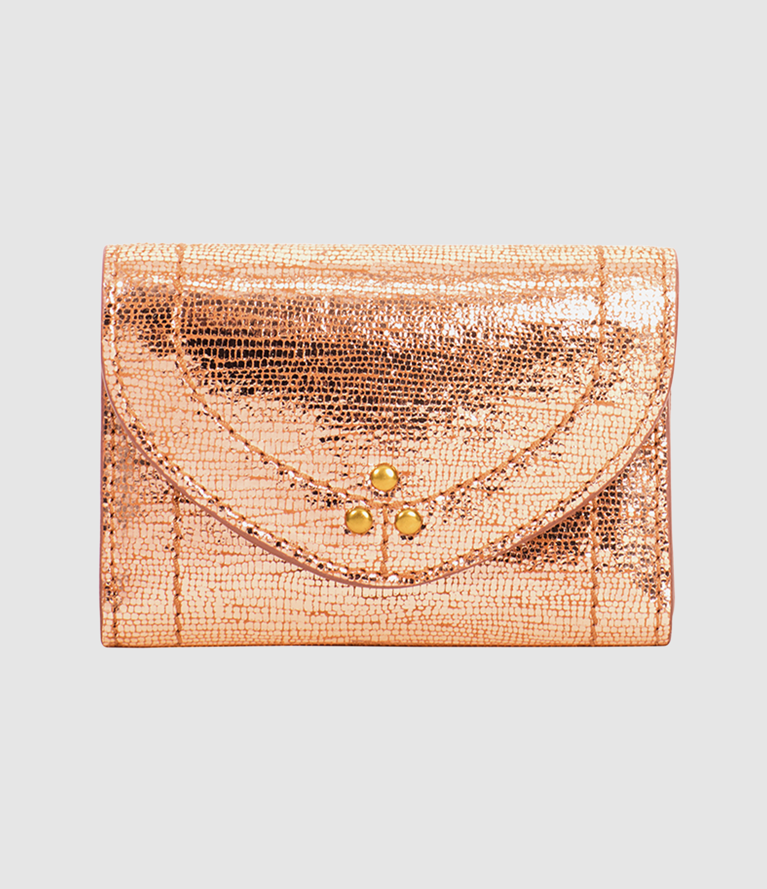 Helmut PM Rose Gold Lamé Leather Wallet