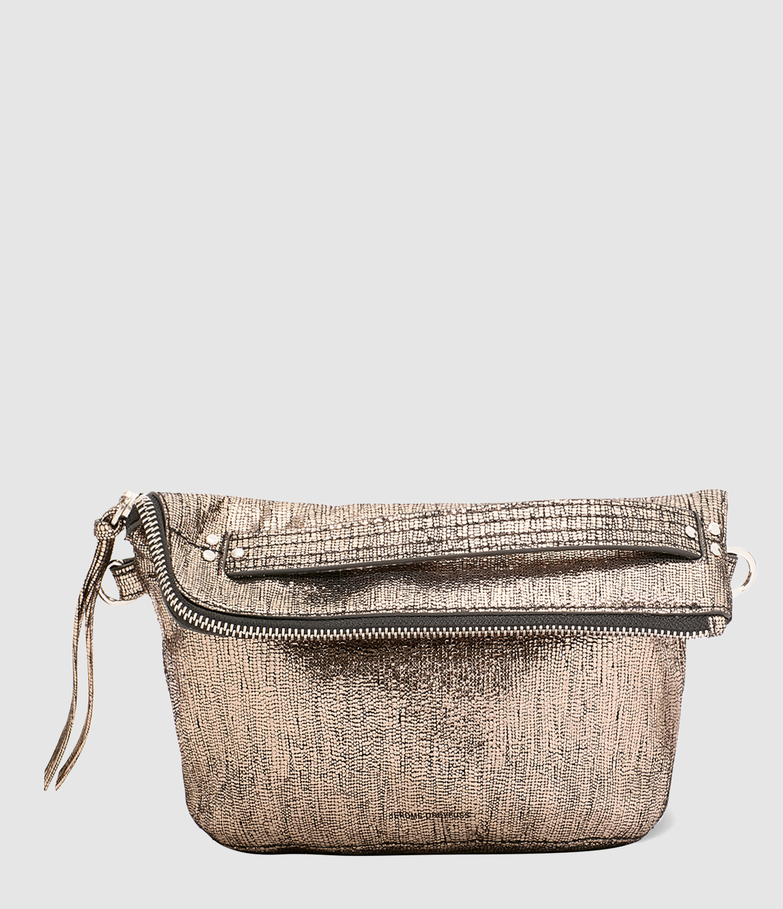 Lucky Champagne Lamé Leather Clutch Bag
