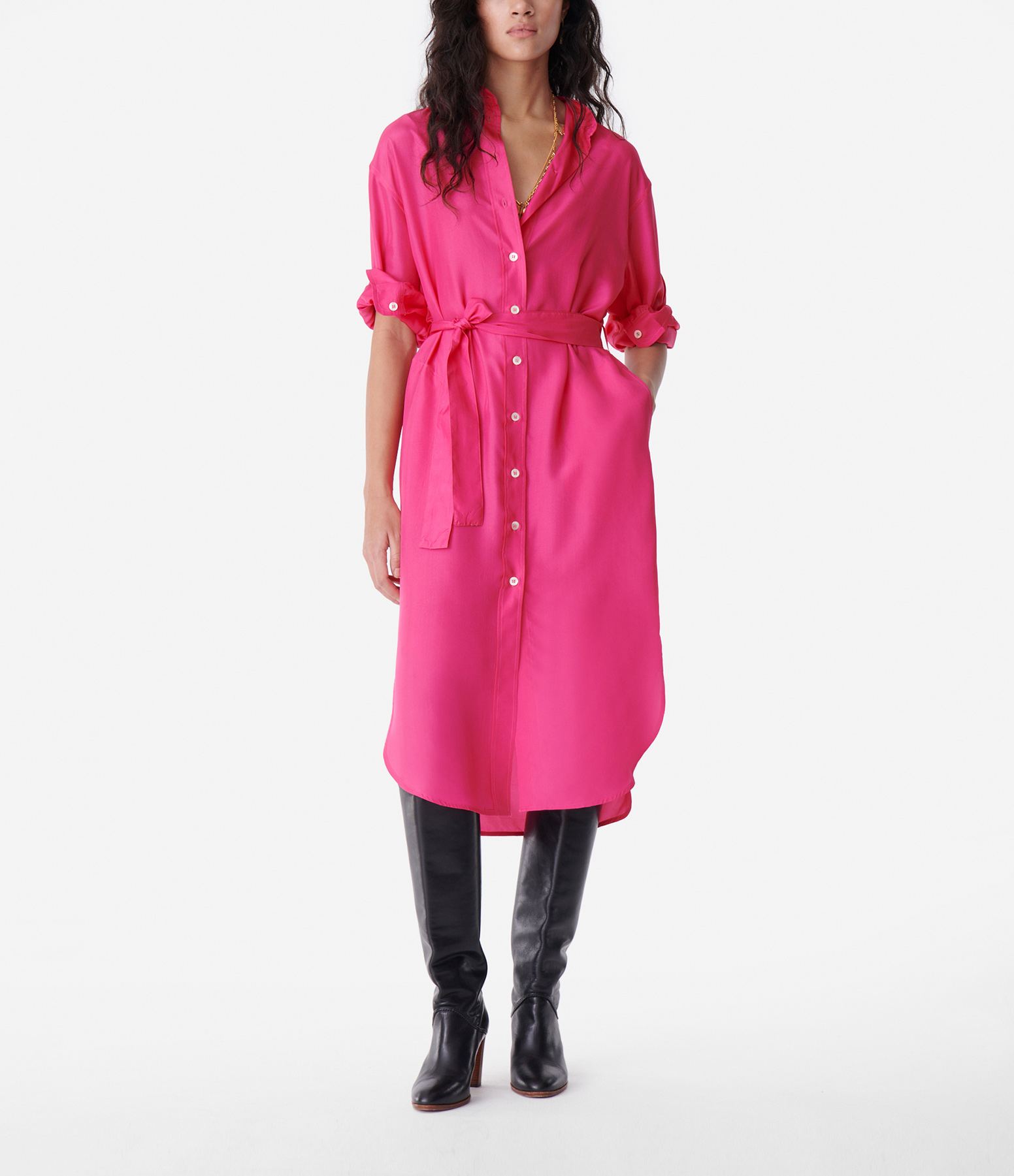 Landric Mid-Length Dress in Fuchsia