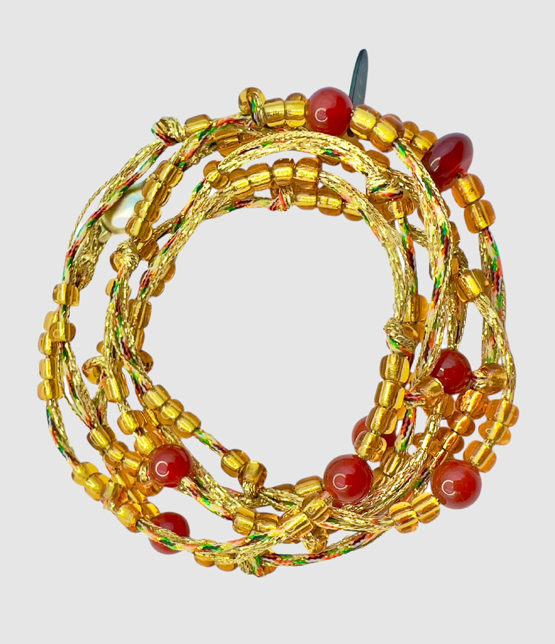 Sidone 6-Strand Amber Long Necklace and Bracelet Set