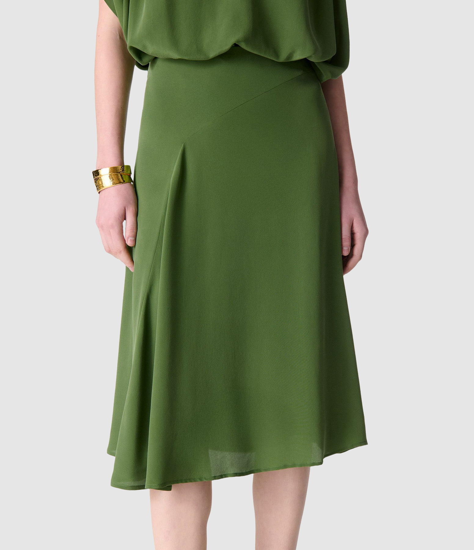 Philae Olive Midi Skirt