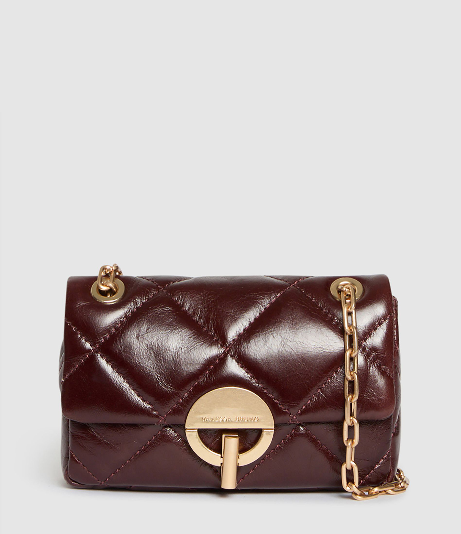 Small Moon Bag in Chocolate-Coloured Patent Leather