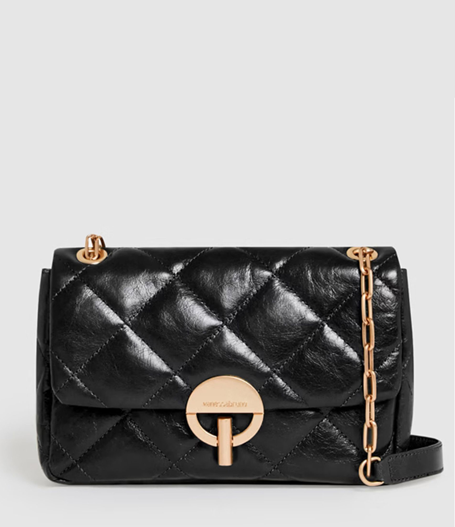 Large Moon Bag in Black Patent Leather