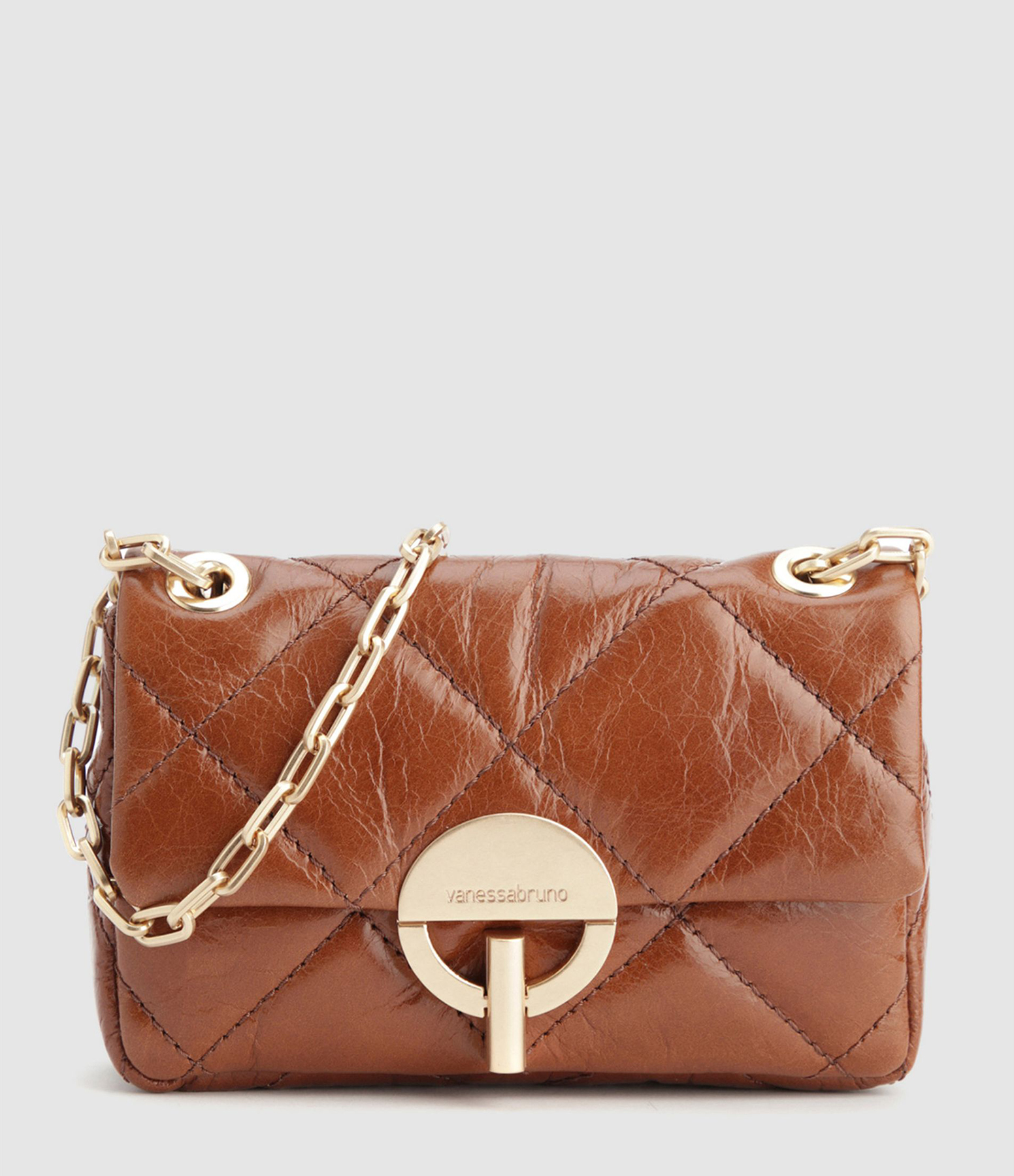 Medium Moon Bag in Havana Patent Leather