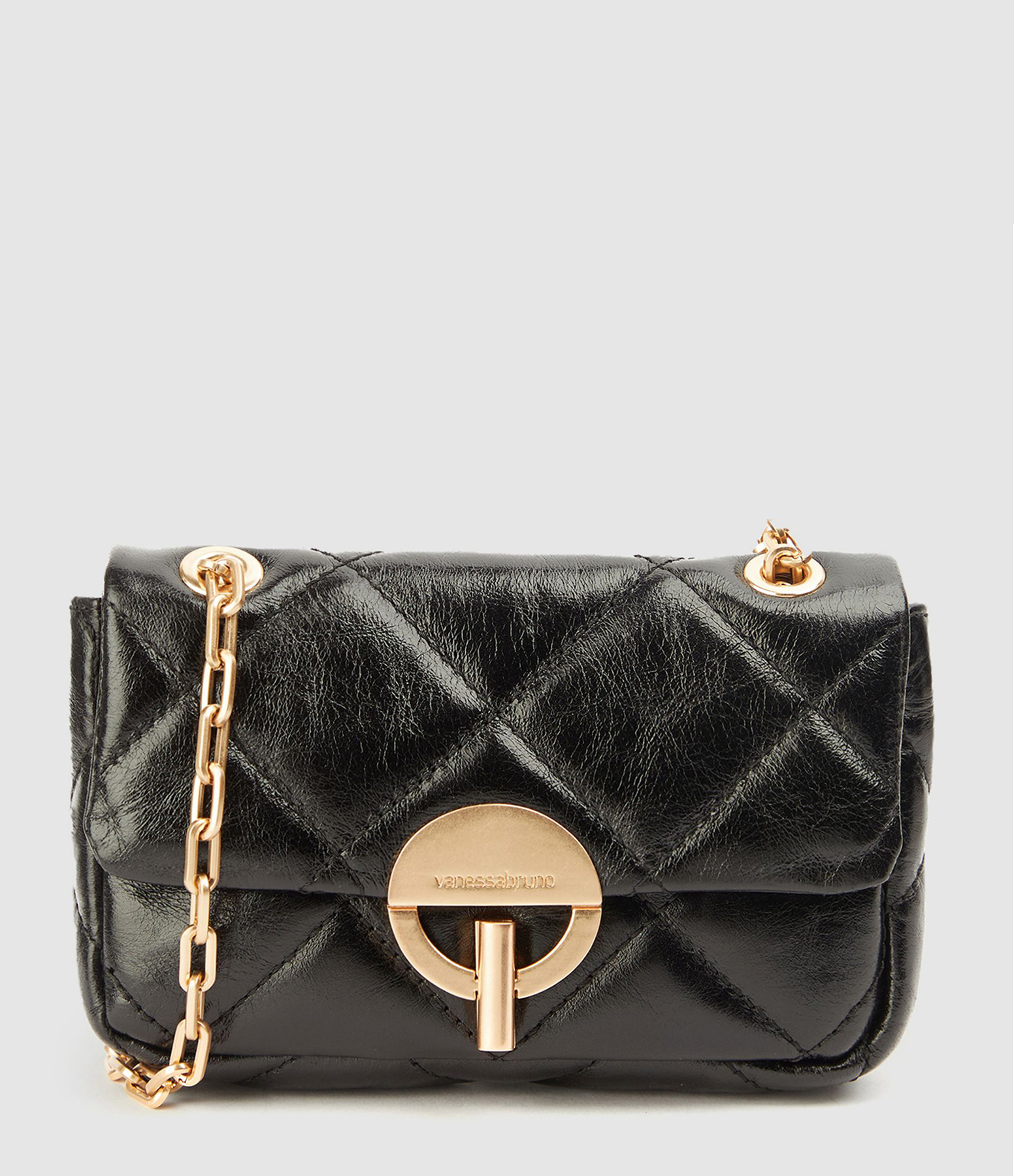 Medium Moon Bag in Black Patent Leather