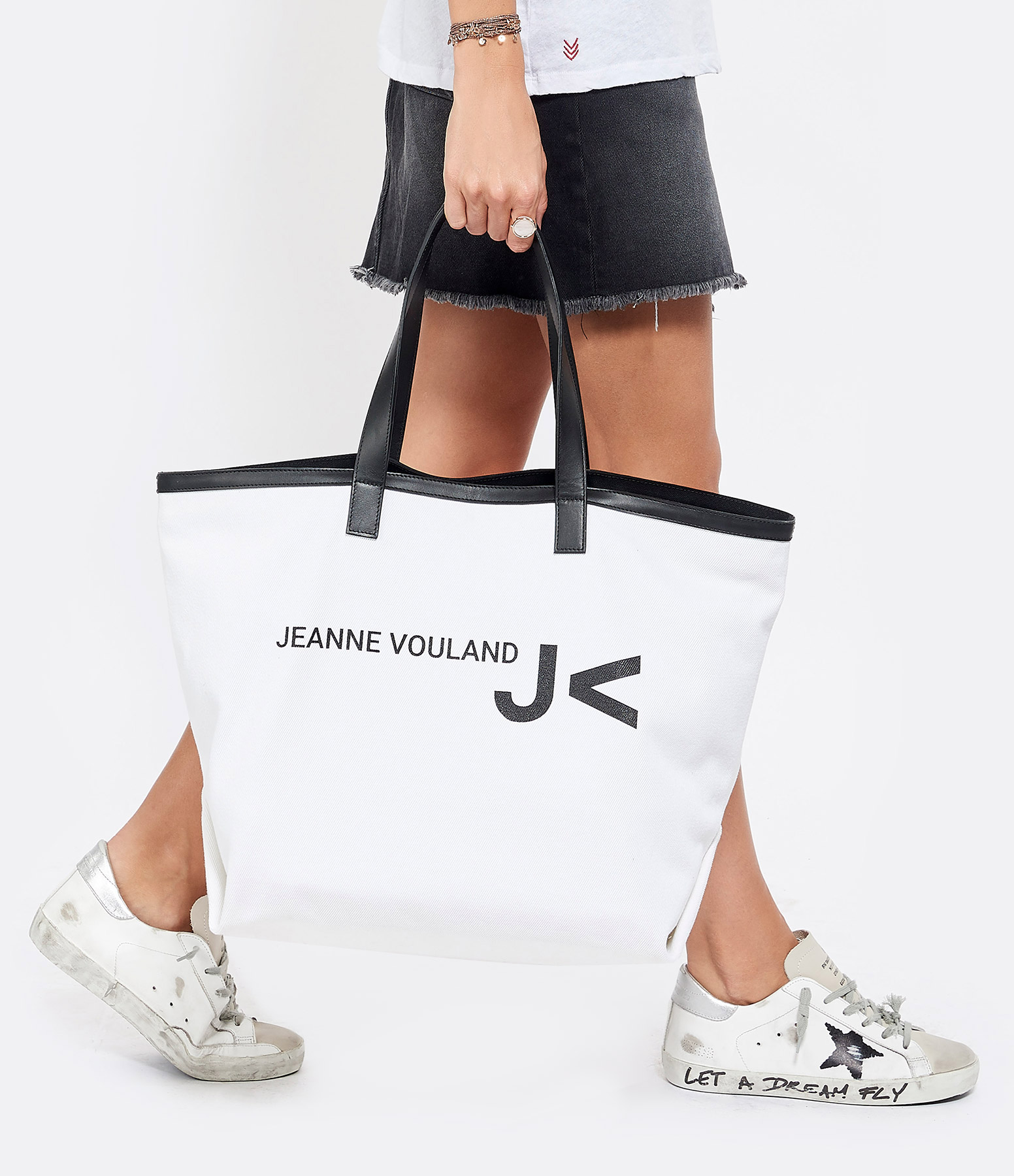 Cely White Twill Canvas Tote Bag