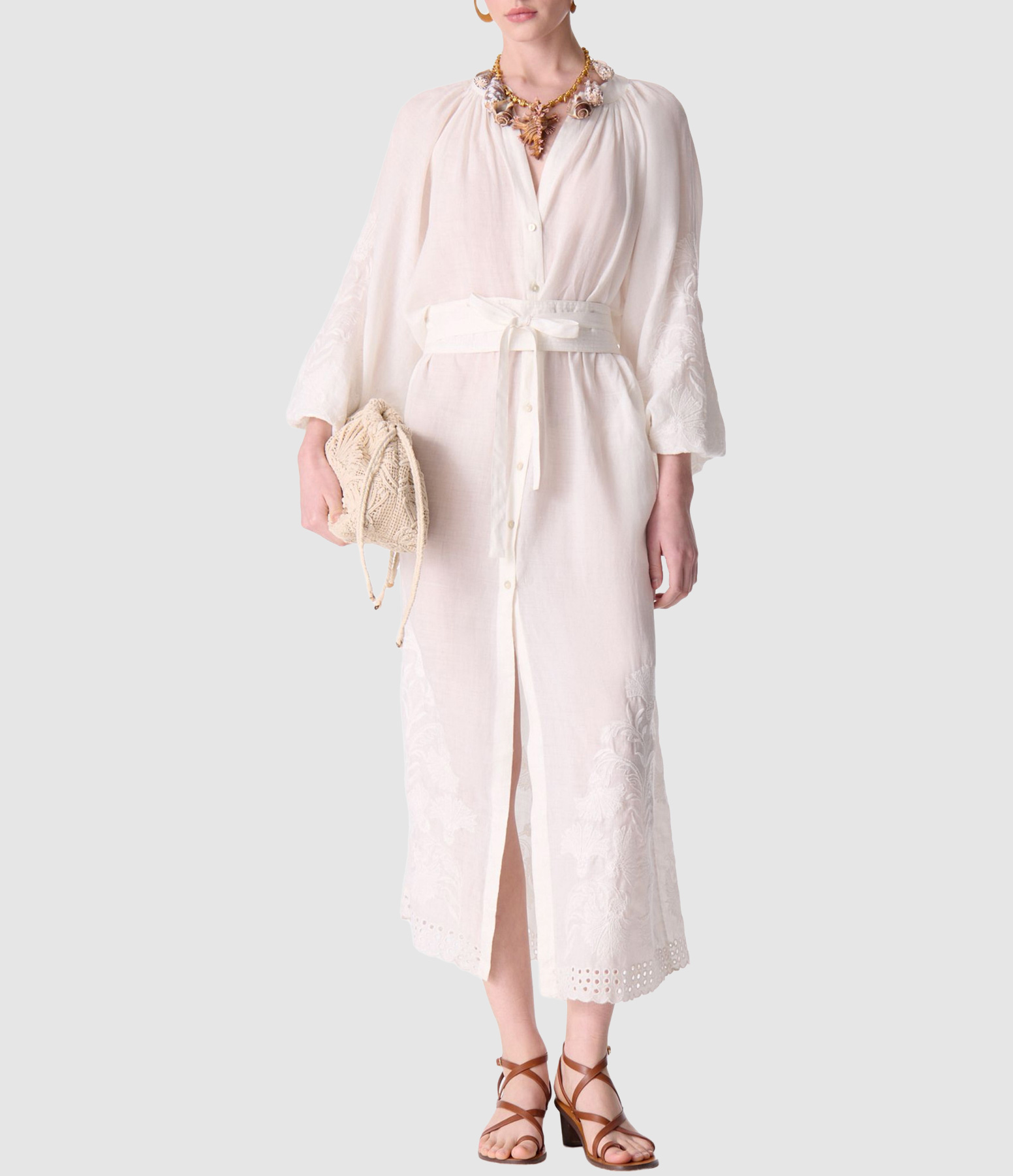 Esilya Long Dress in Ecru, Deià Capsule Collection