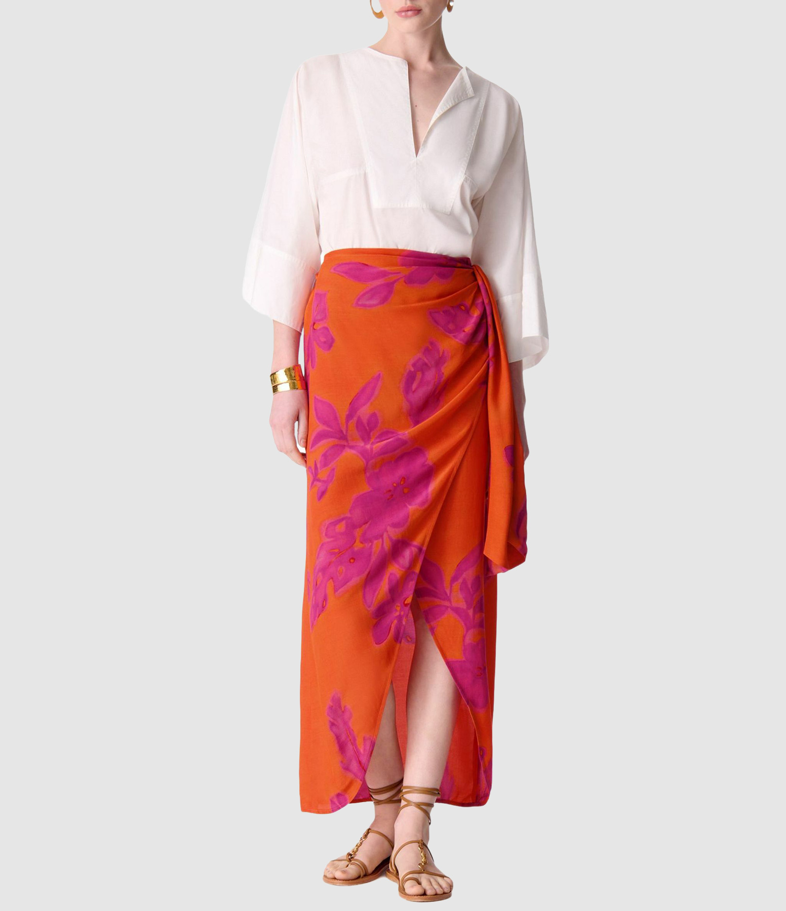 Ewa Long Skirt in Orange, Deià Capsule Collection