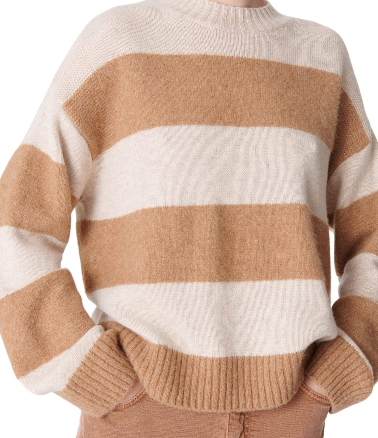Edith Camel and Ecru Striped Jumper
