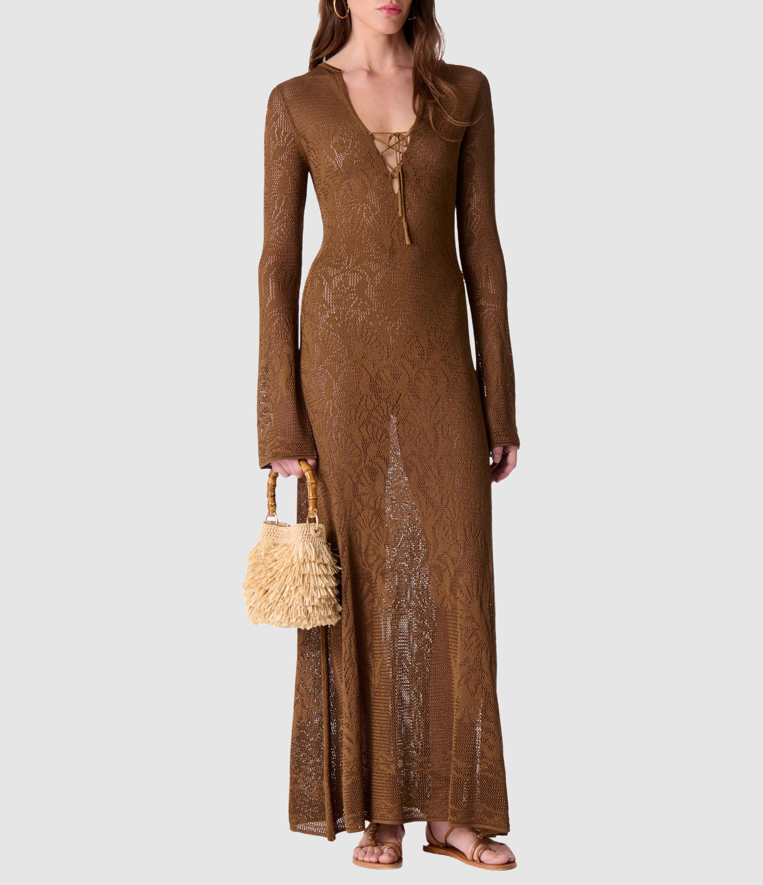 Ezilda Brown Maxi Dress, Deià Capsule Collection