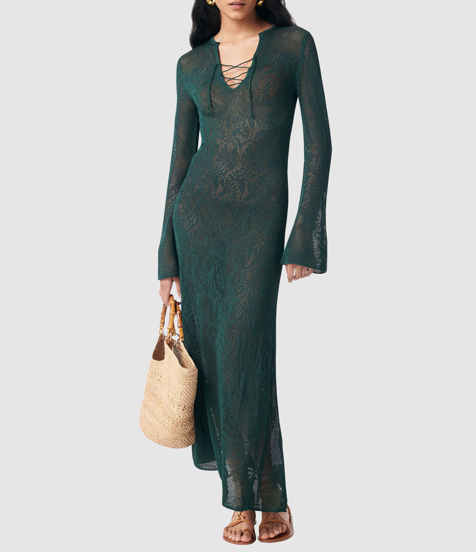 Ezilda Long Dress in Bottle Green