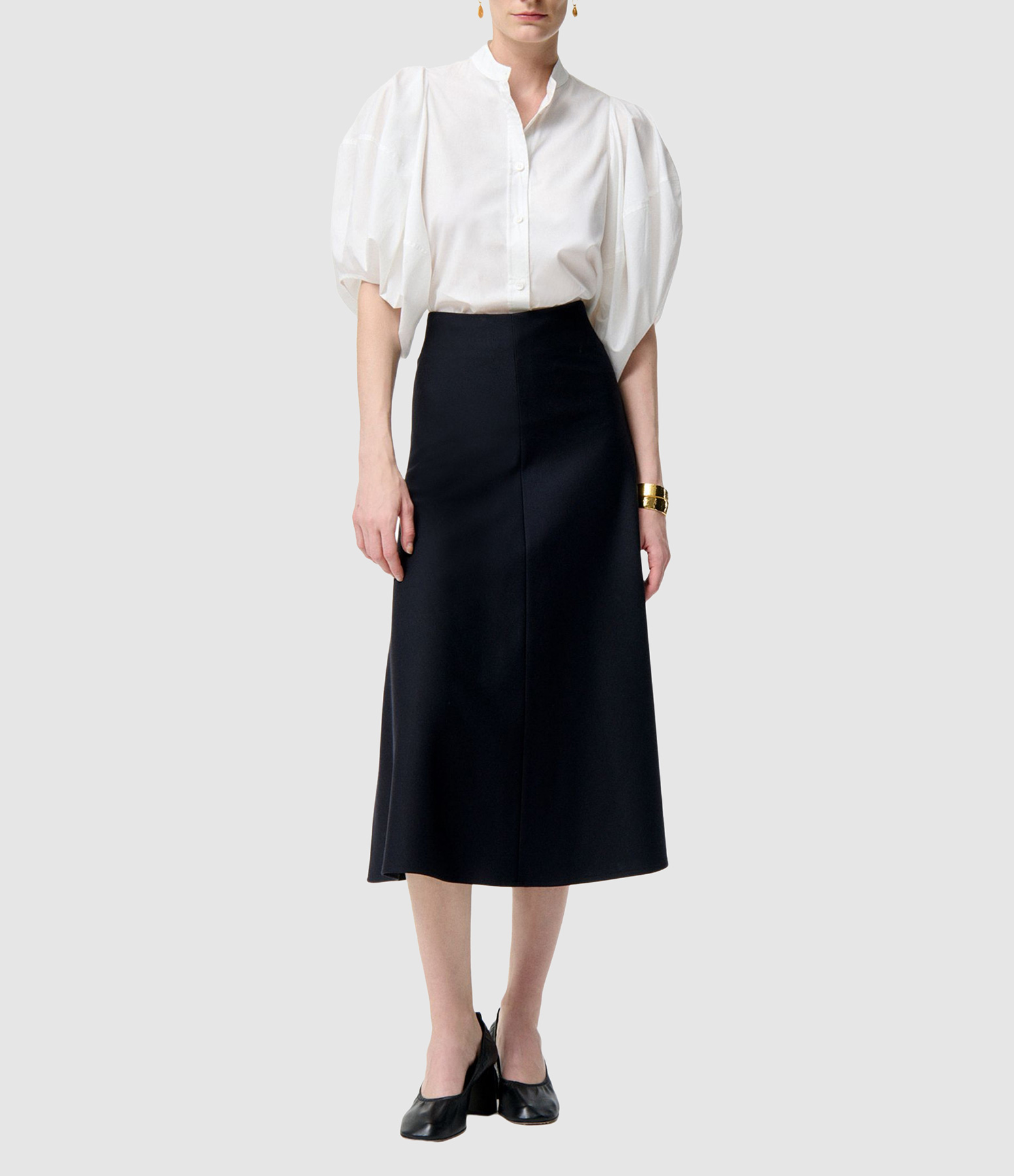 Boushra Navy Mid-Length Skirt