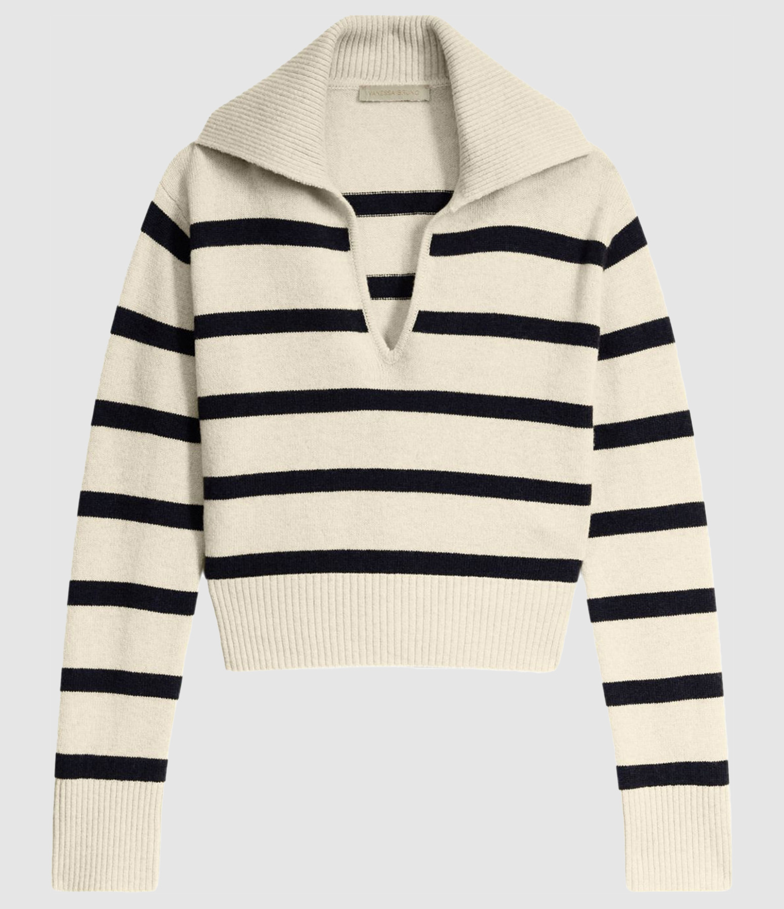 Grenade Sweater in Ecru and Navy Blue