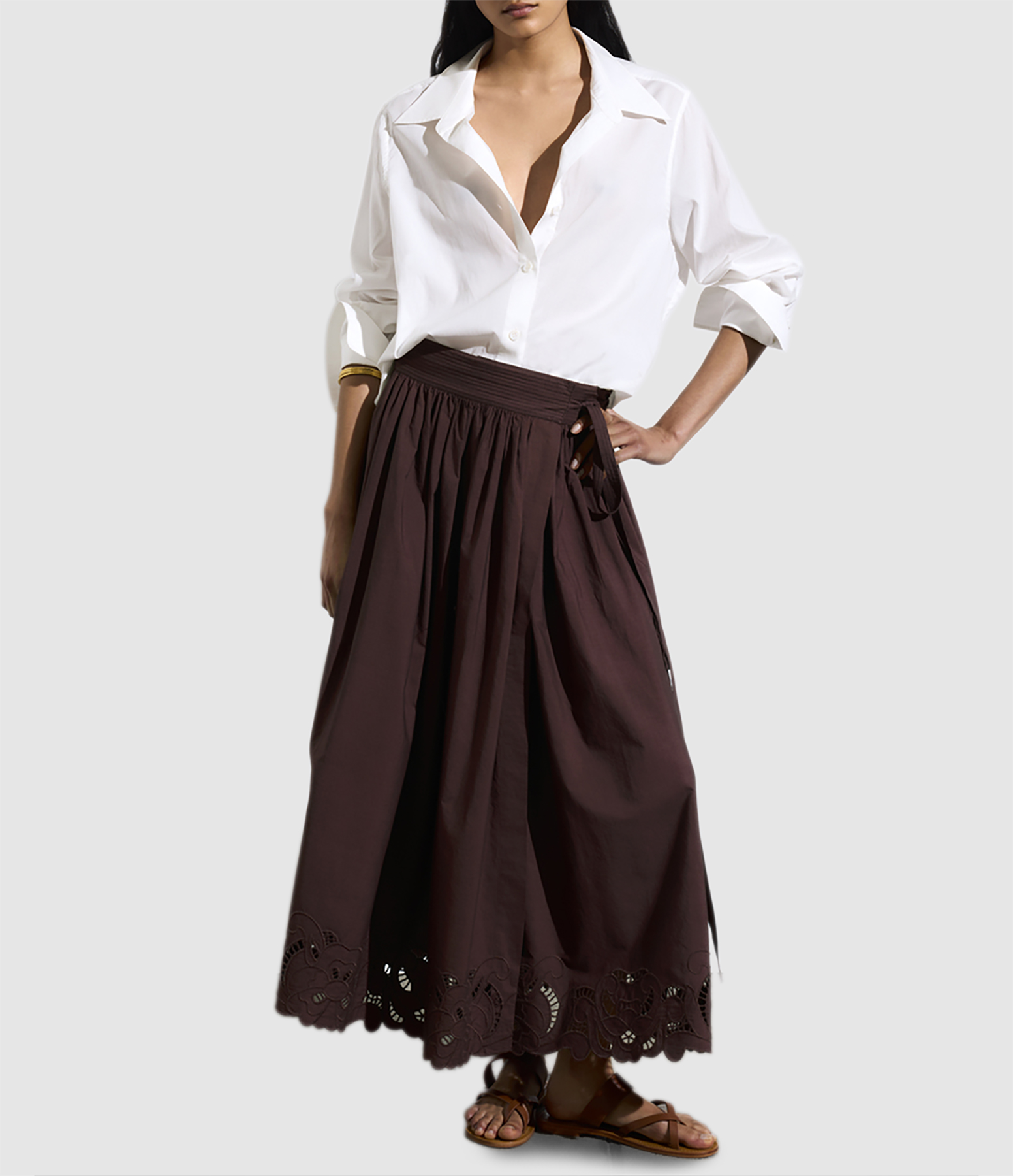 Guillaume Long Skirt in Chocolate Brown