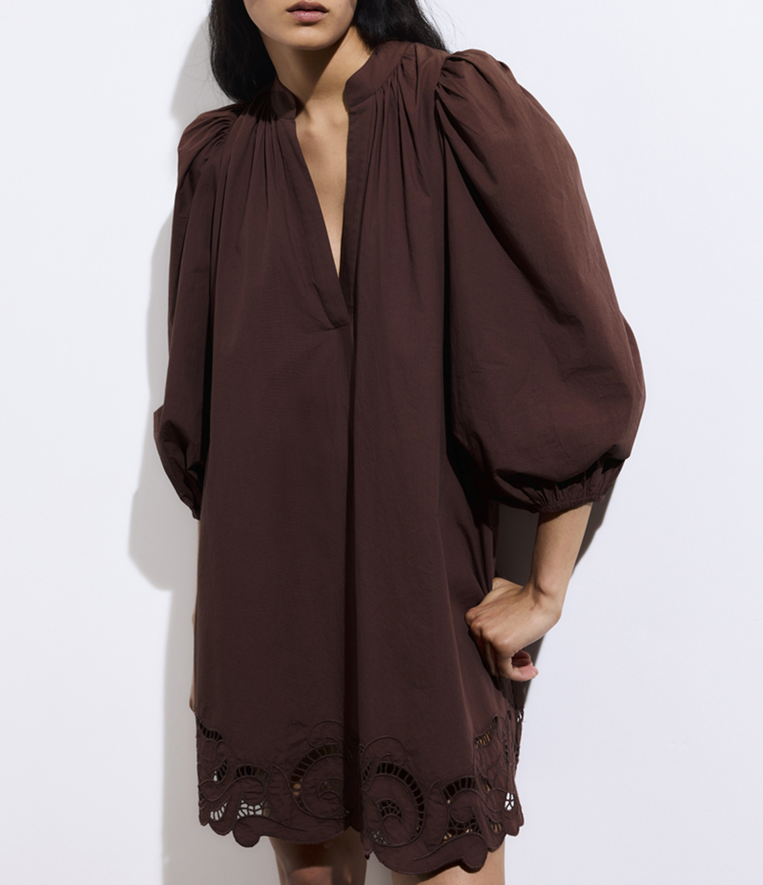 Hamanda Short Dress in Chocolate Brown