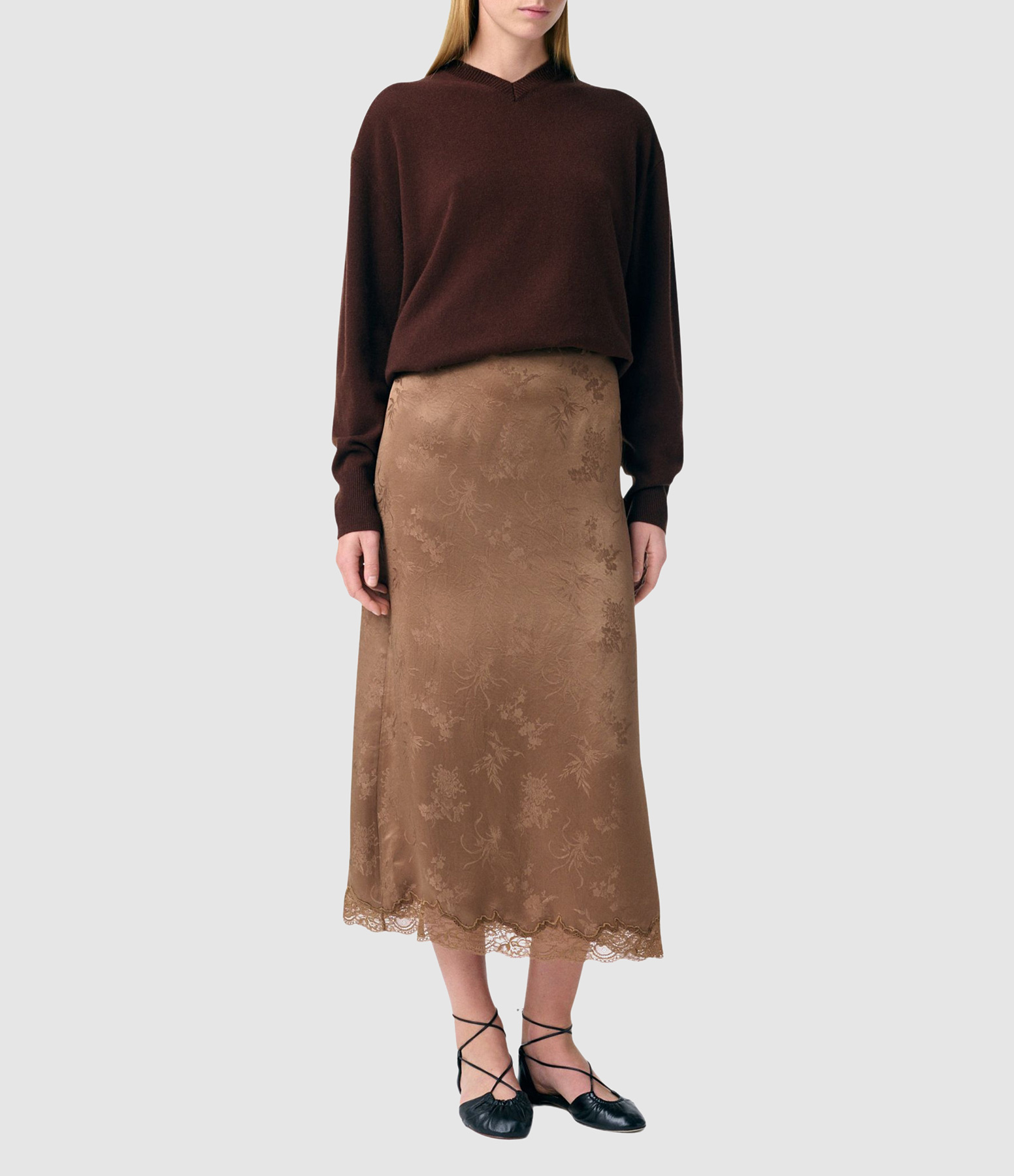 Geraldina Long Skirt in Ice Brown