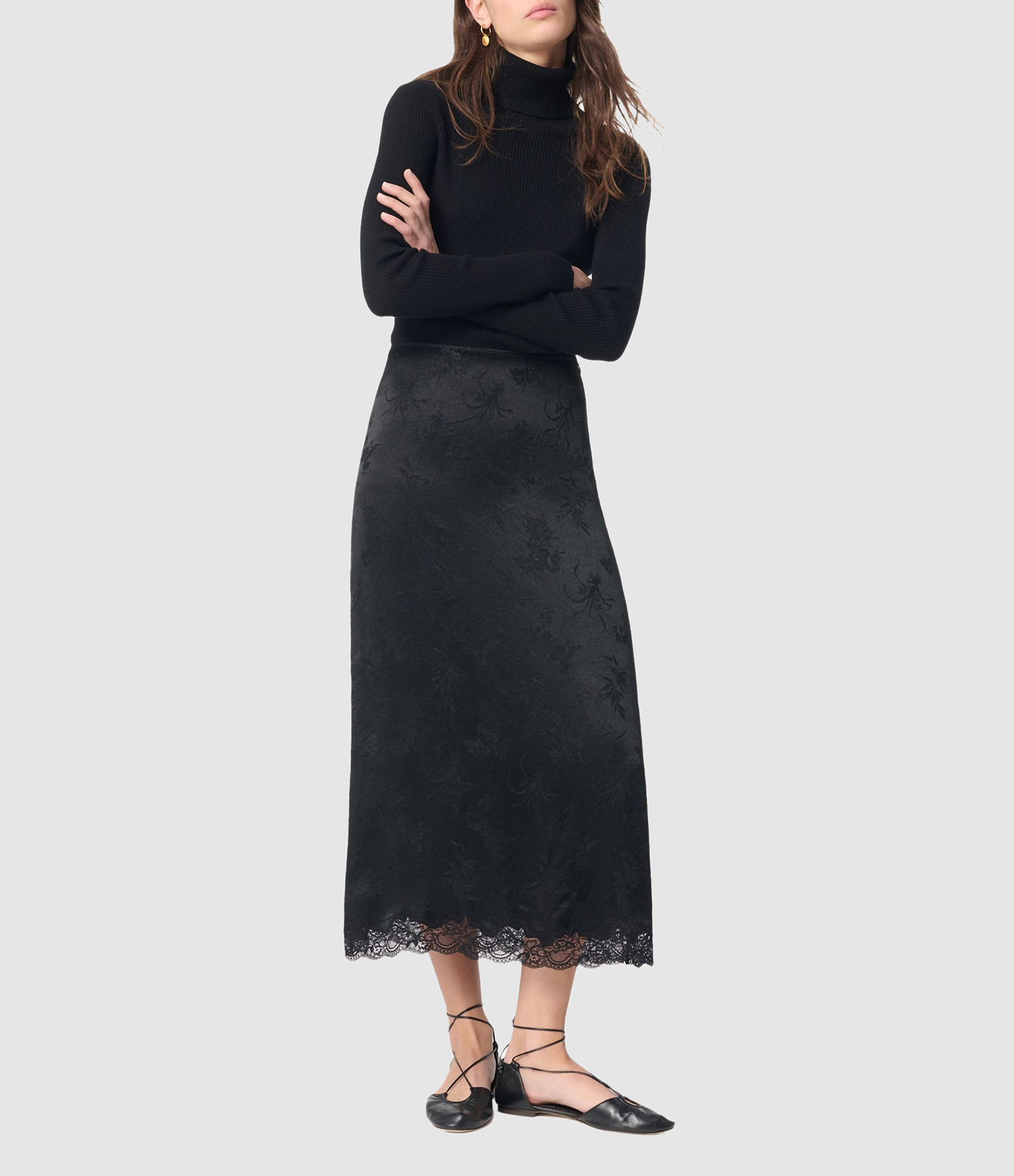 Geraldina Long Skirt in Black