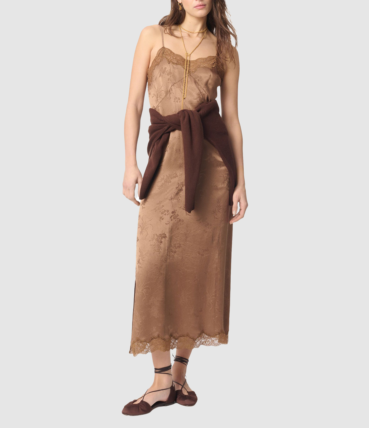 Long ‘Givre’ Dress in Icy Brown