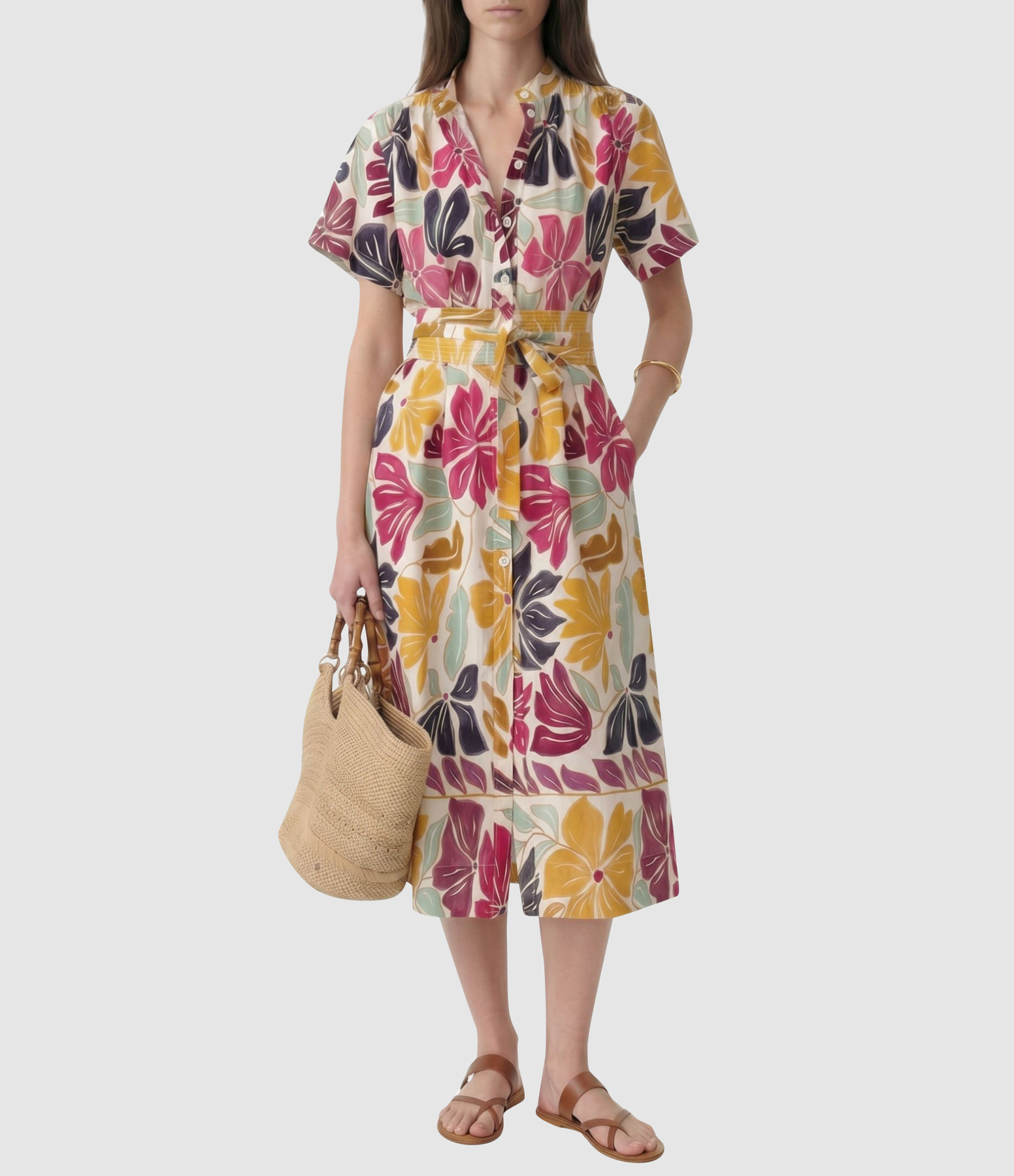 Ghala Multicoloured Cream Dress