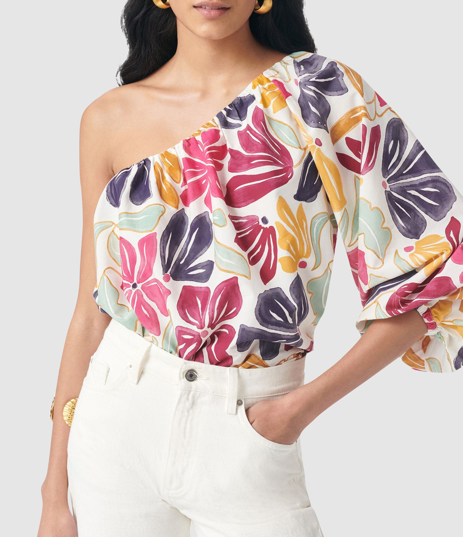 Glisa Blouse in Cream and Multicoloured