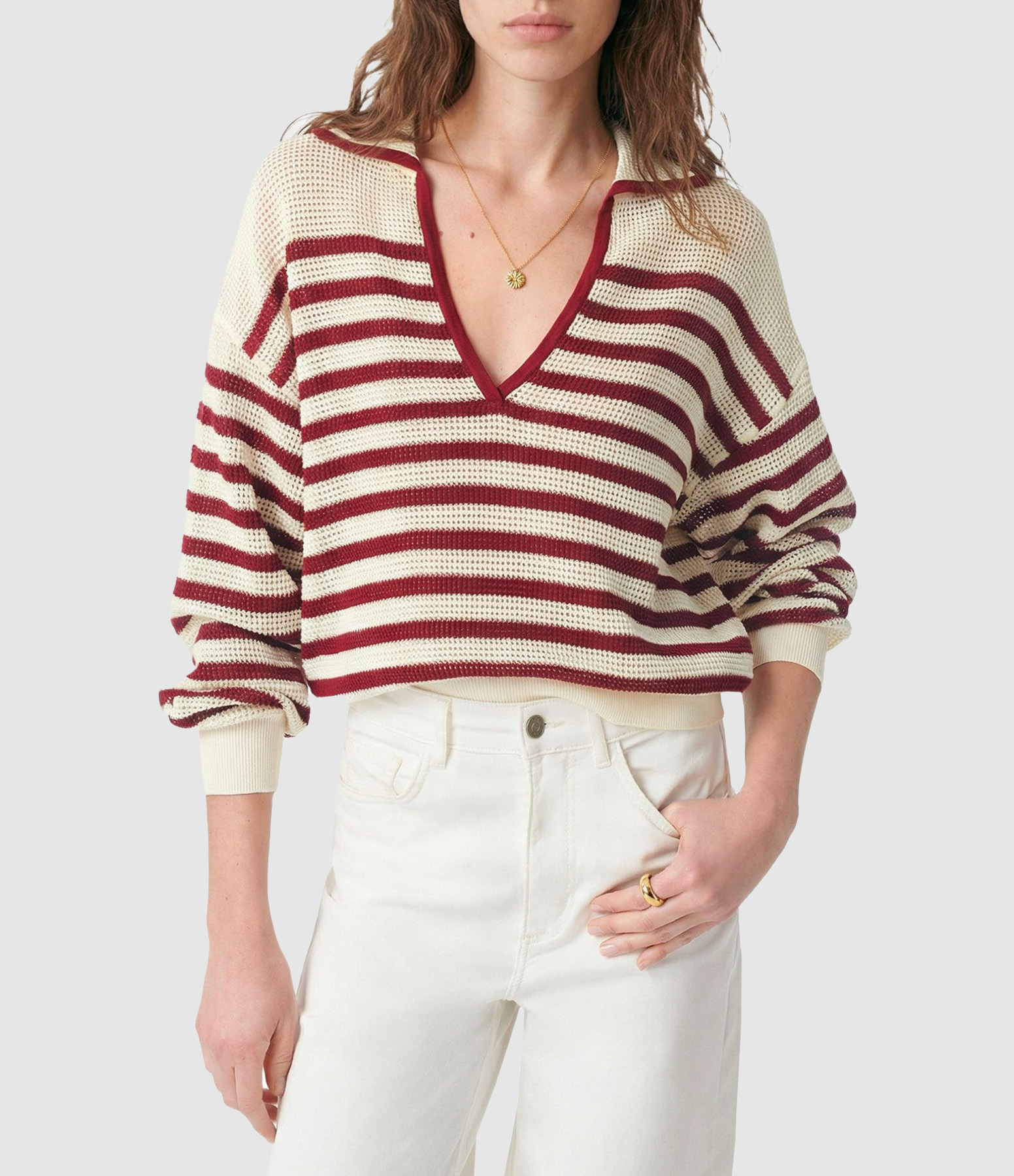 Granville Jumper in Ivory and Red