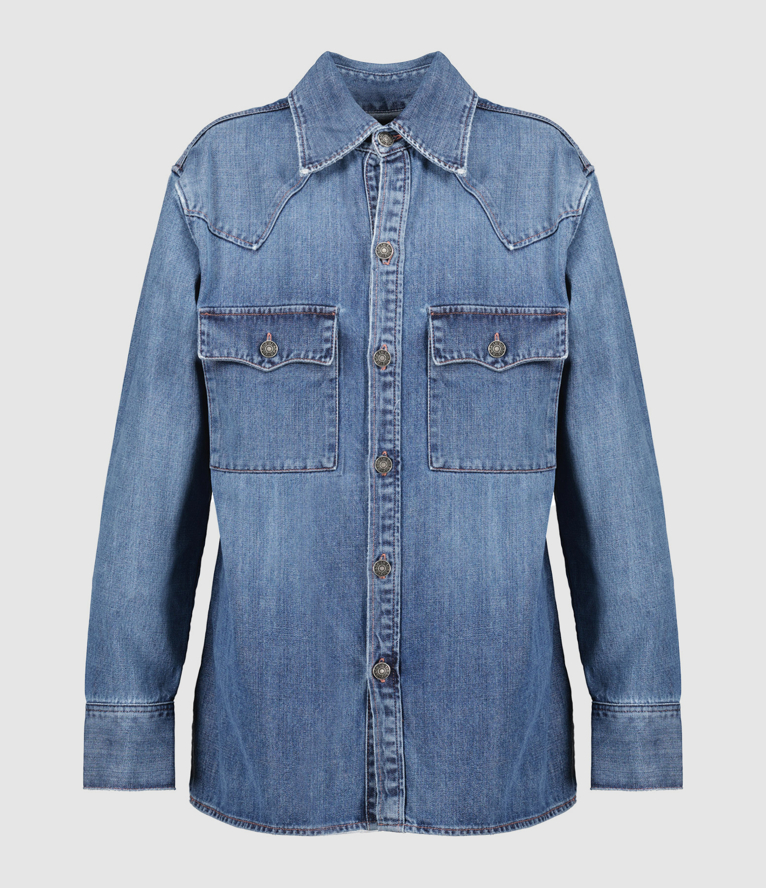 Sara Blue Cotton Denim Shirt