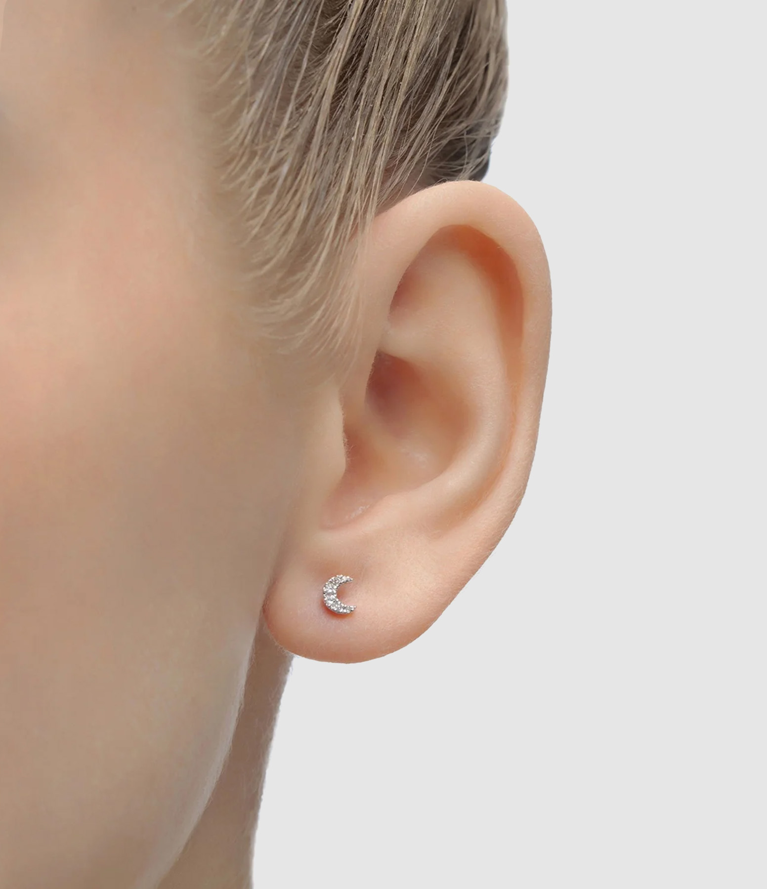 Magic Touch Moon Diamond Earrings in Yellow Gold