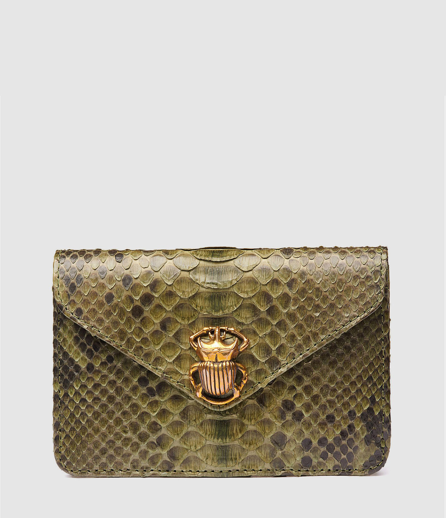 Alex Python Card Holder in Khaki