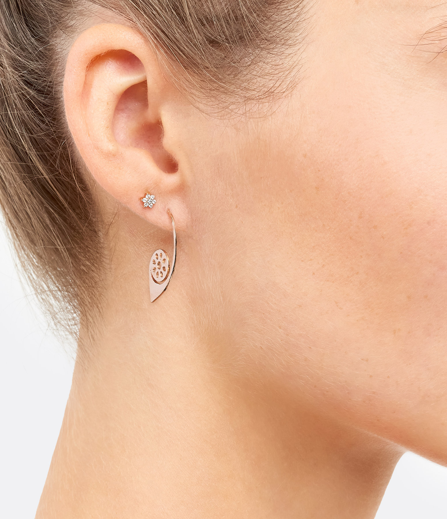 Mini Star Stud Earrings with Diamonds in Rose Gold
