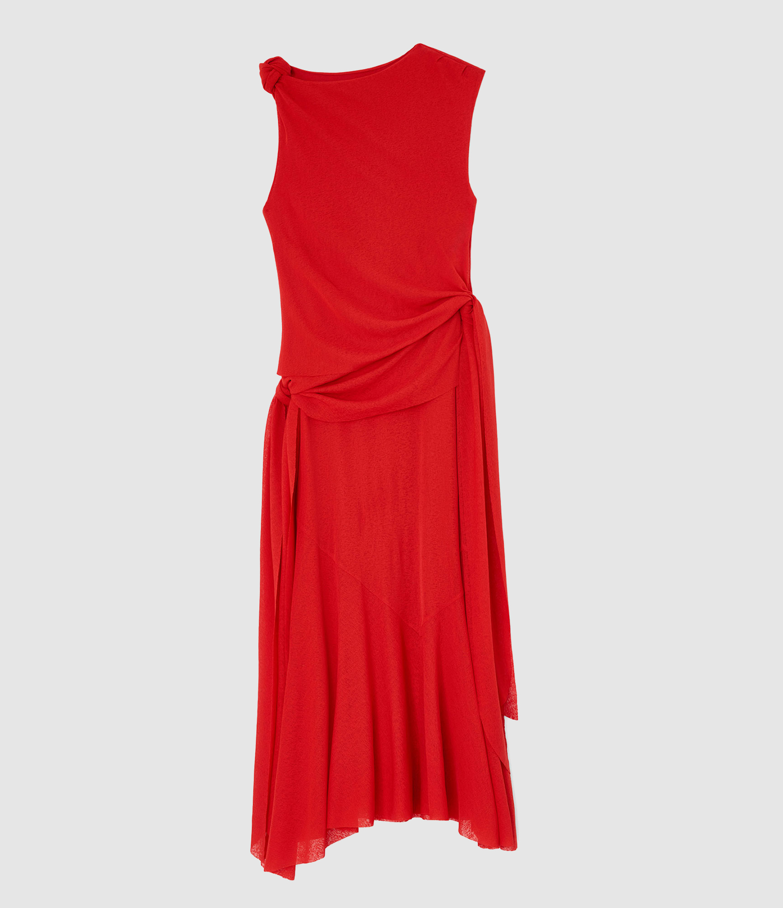 Marl Mesh Draped Knot Goji Berry Dress