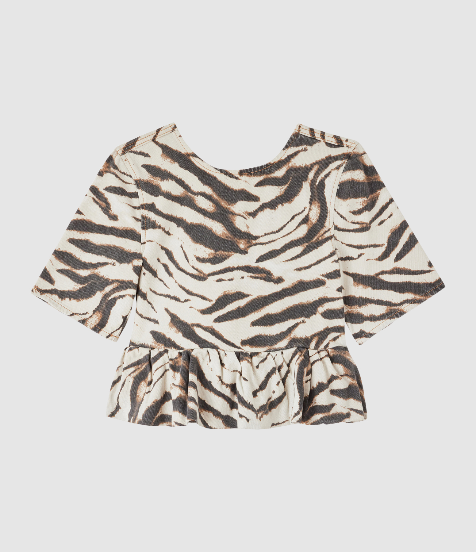 Egret Denim Flounce Top