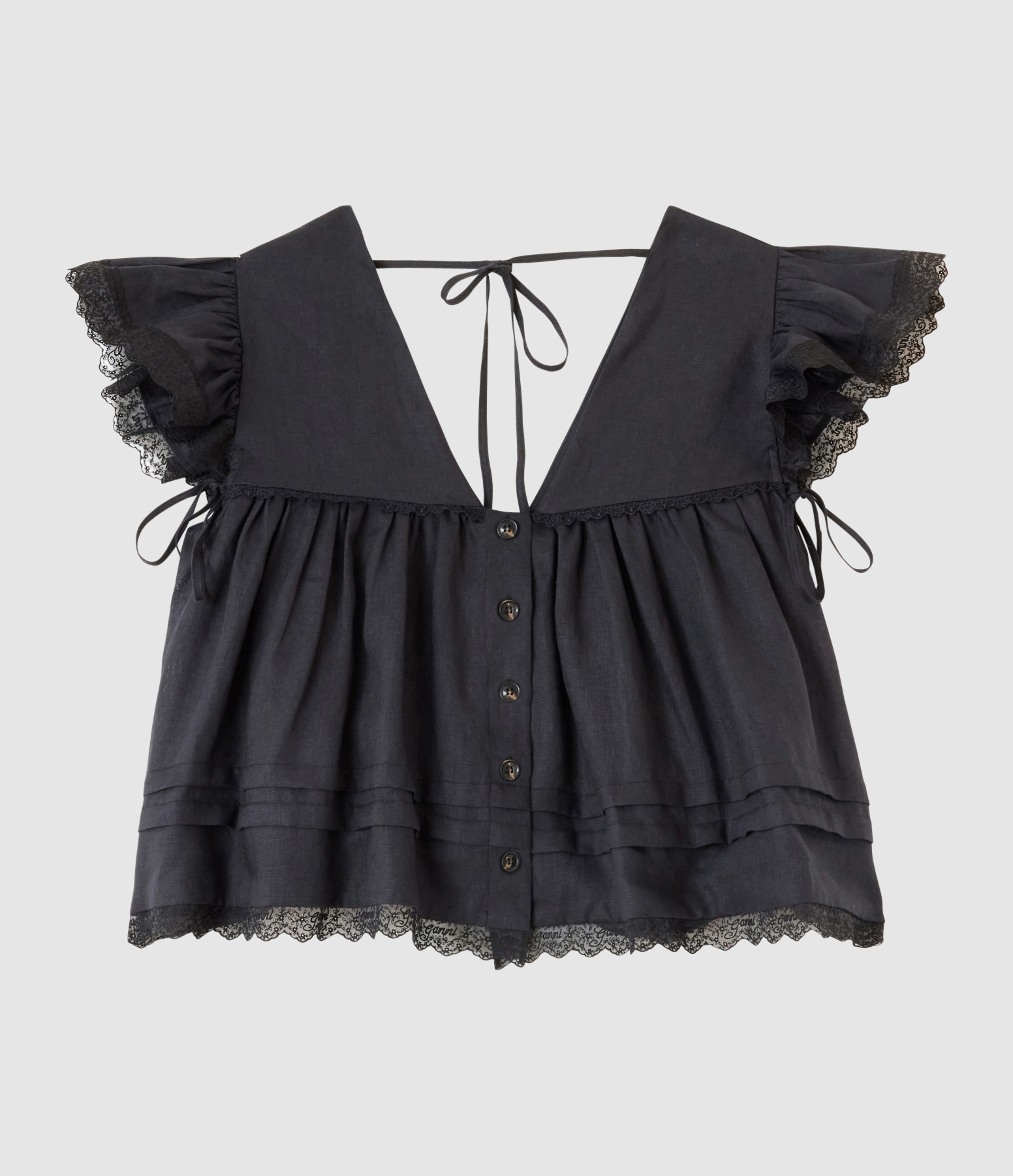 Light Linen Angel Black Blouse
