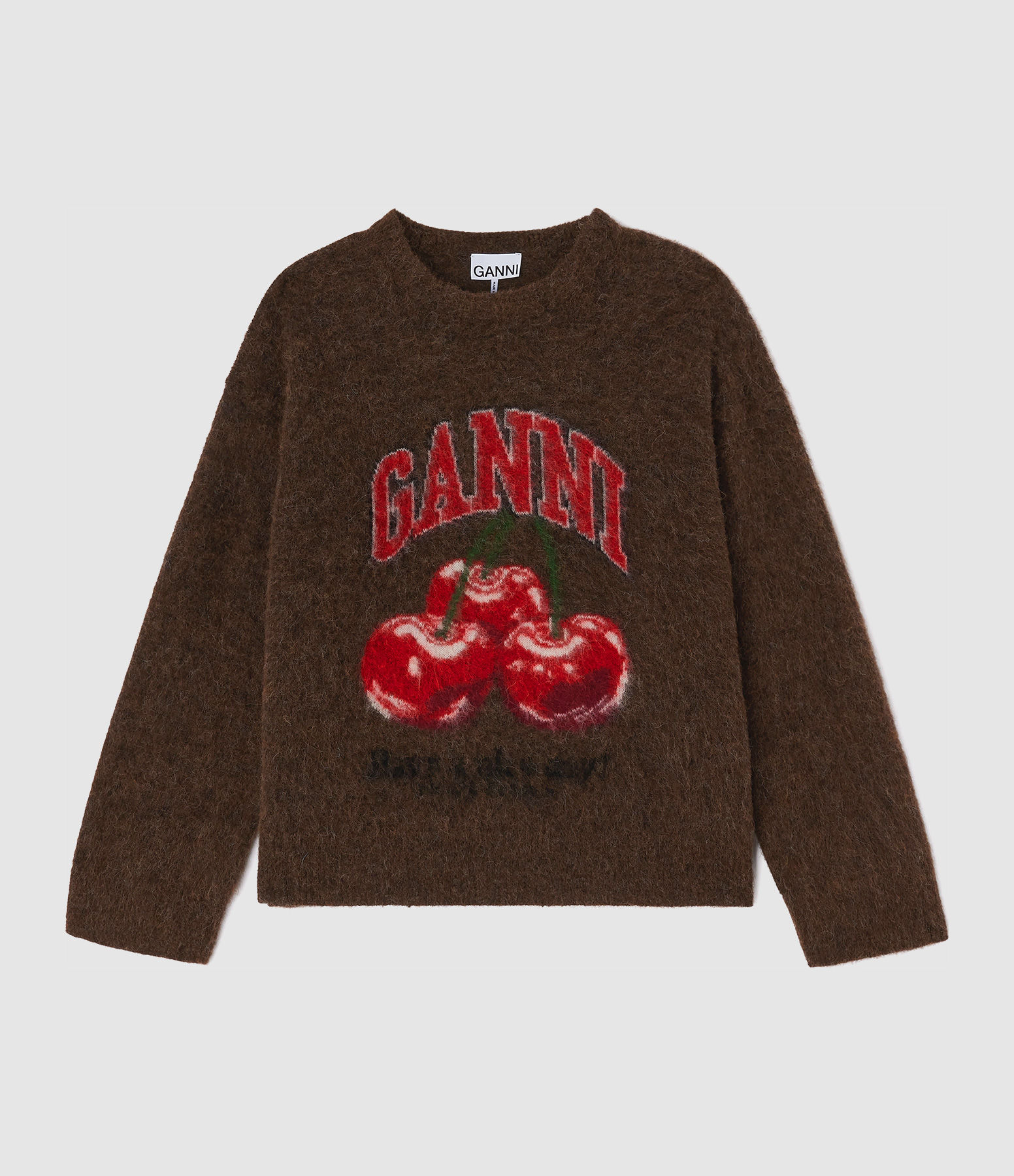 Oversized Brushed Alpaca Graphic Jumper in Chicory Coffee