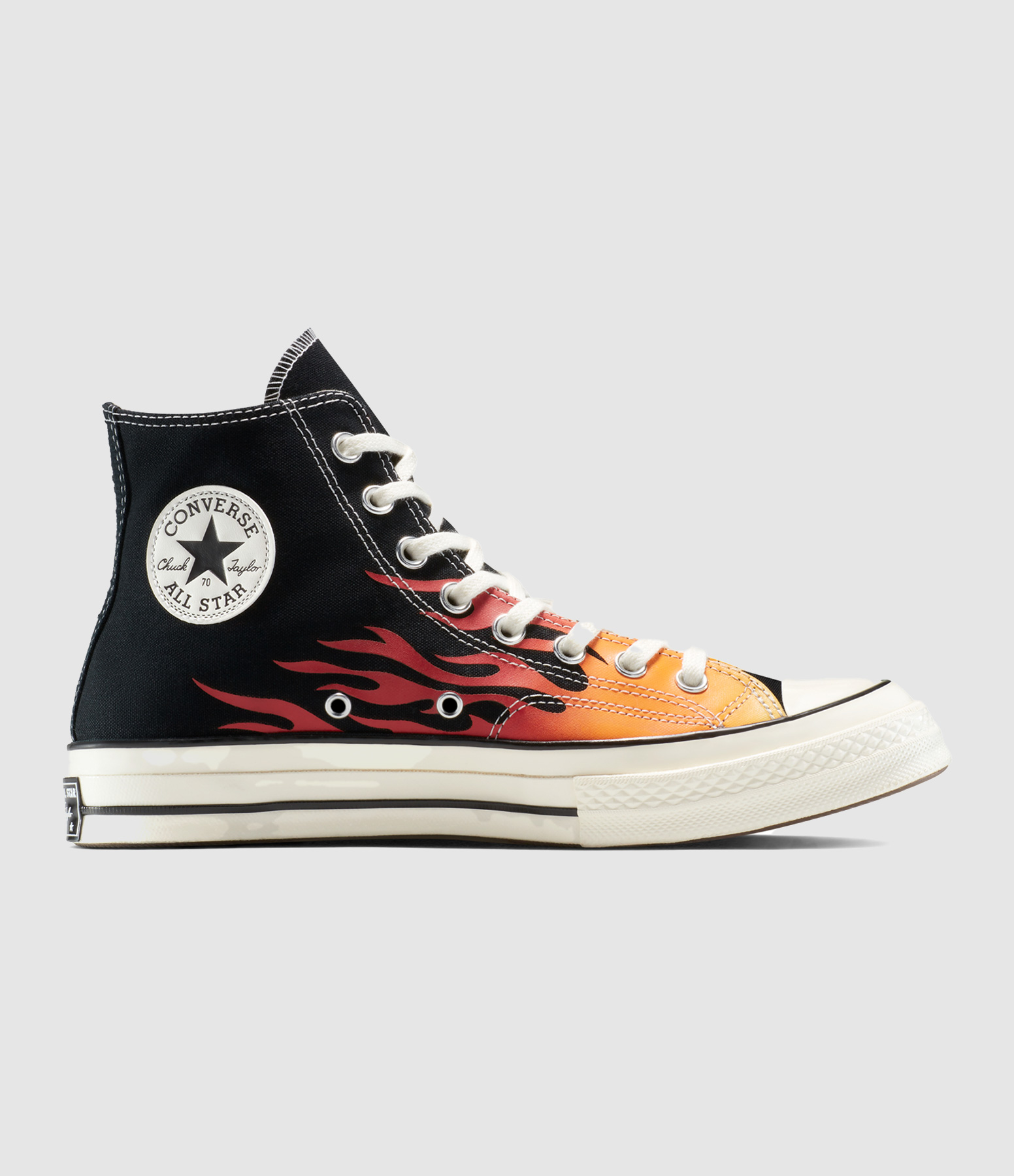 High-top trainers in black, red and yellow