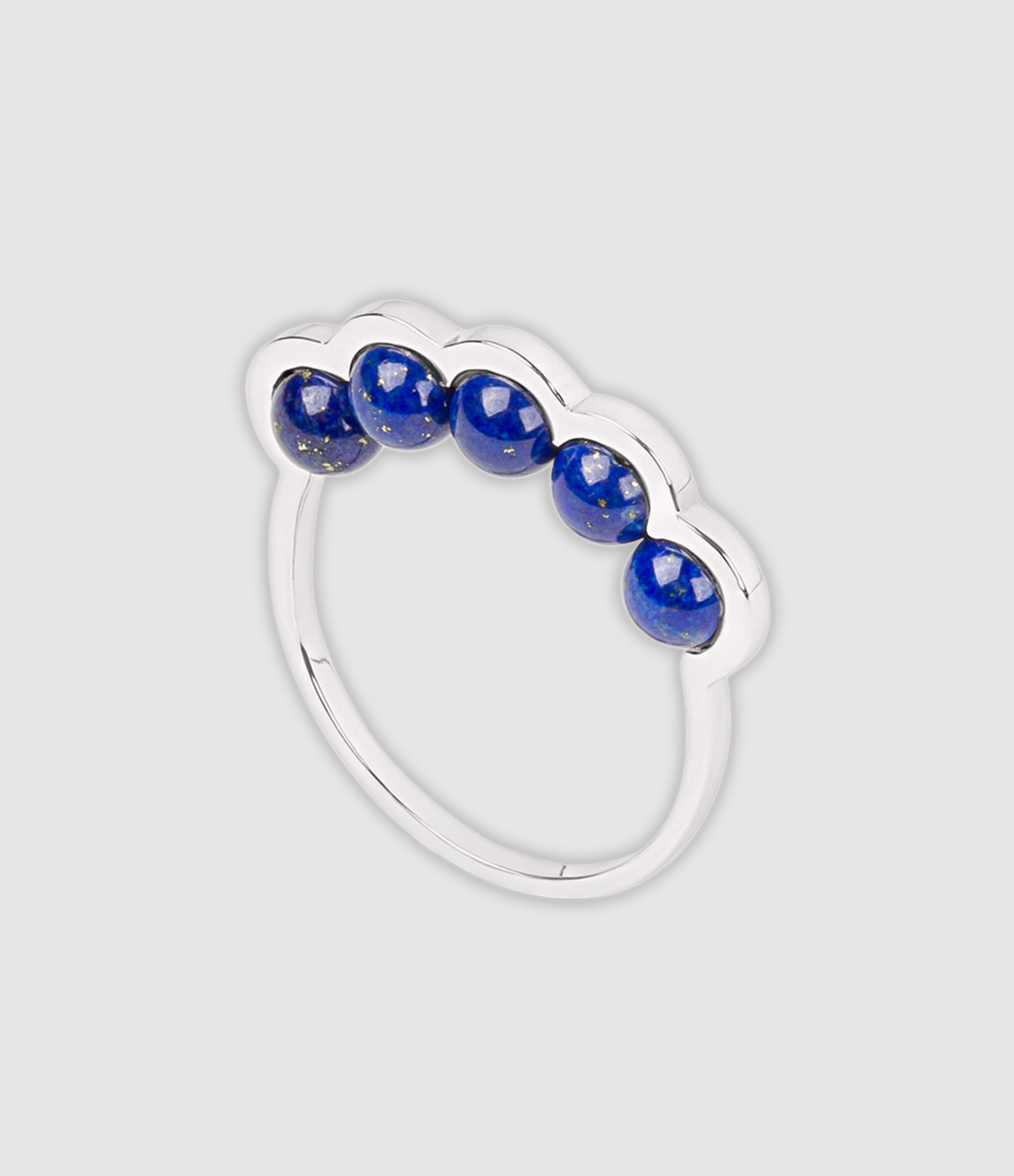 Coco Beach Ring with Five Lapis Lazuli Pearls in White Gold