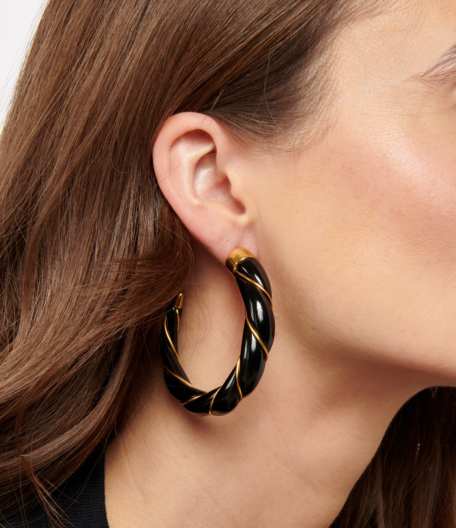 Diana Black Hoop Earrings