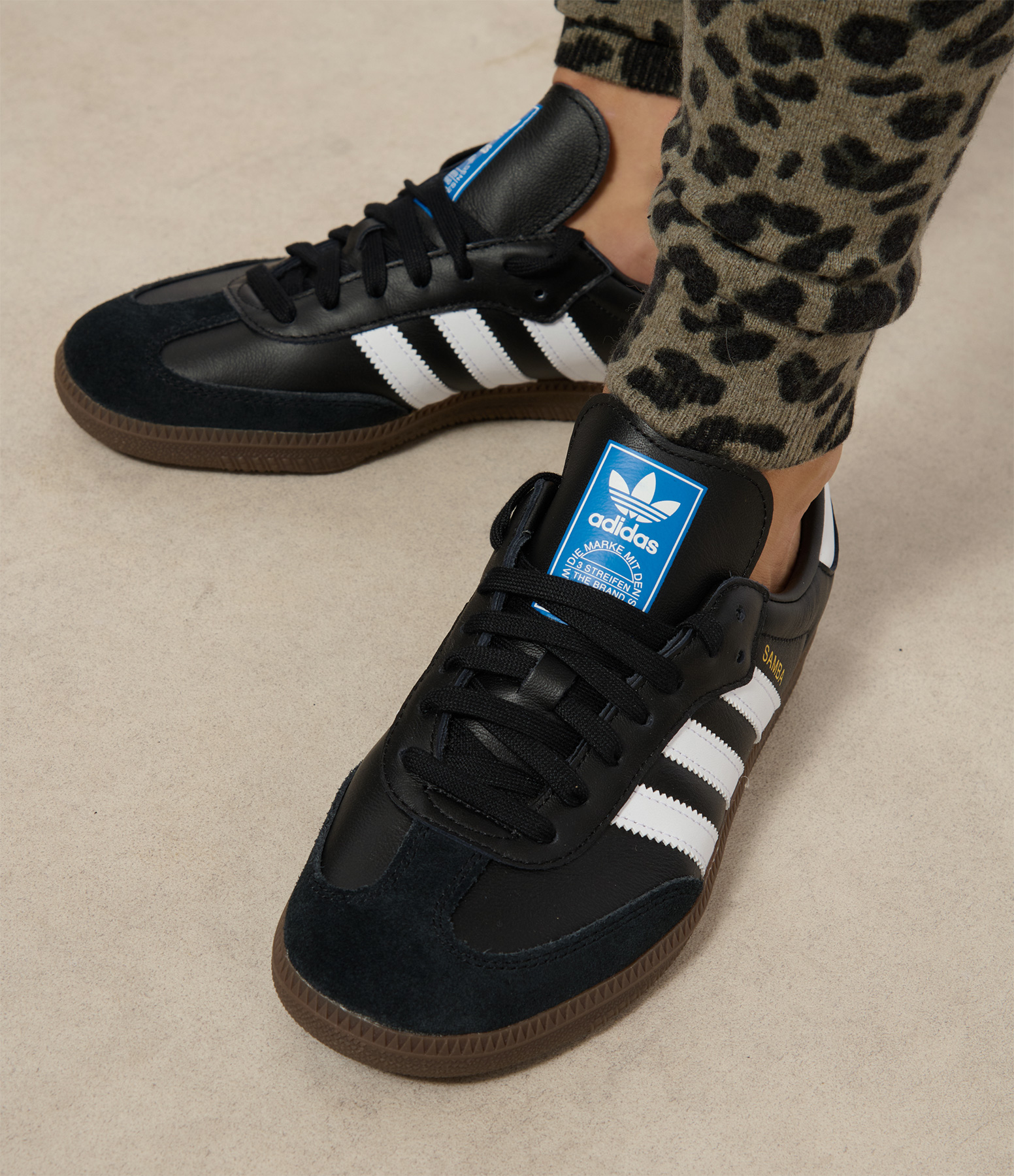 Samba OG trainers in black, white and gum