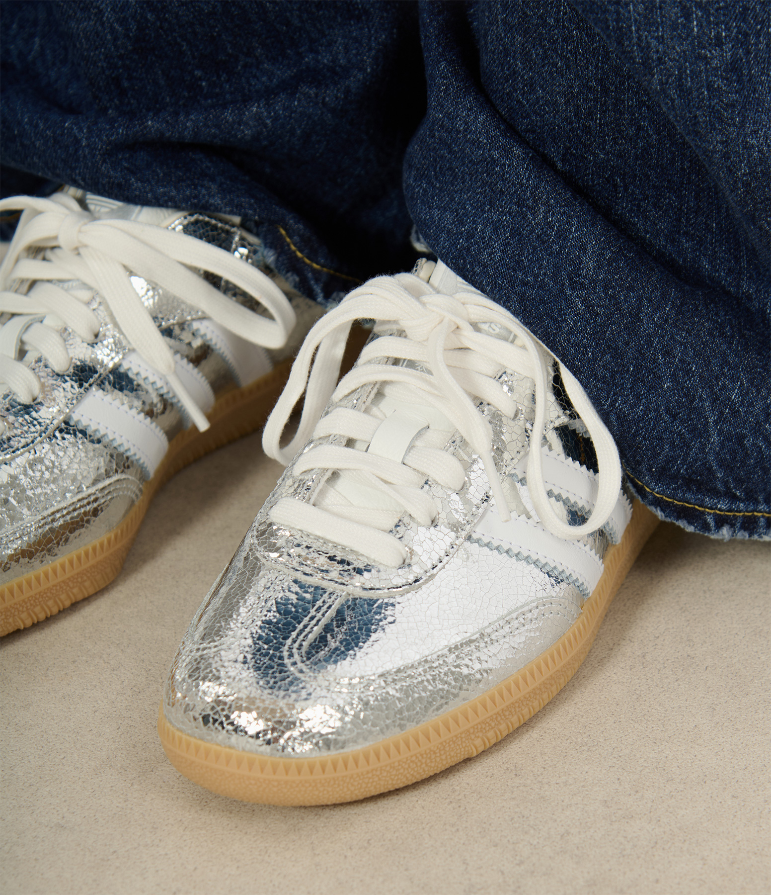 Samba OG trainers in Silver Metallic, Cloud White and Core White