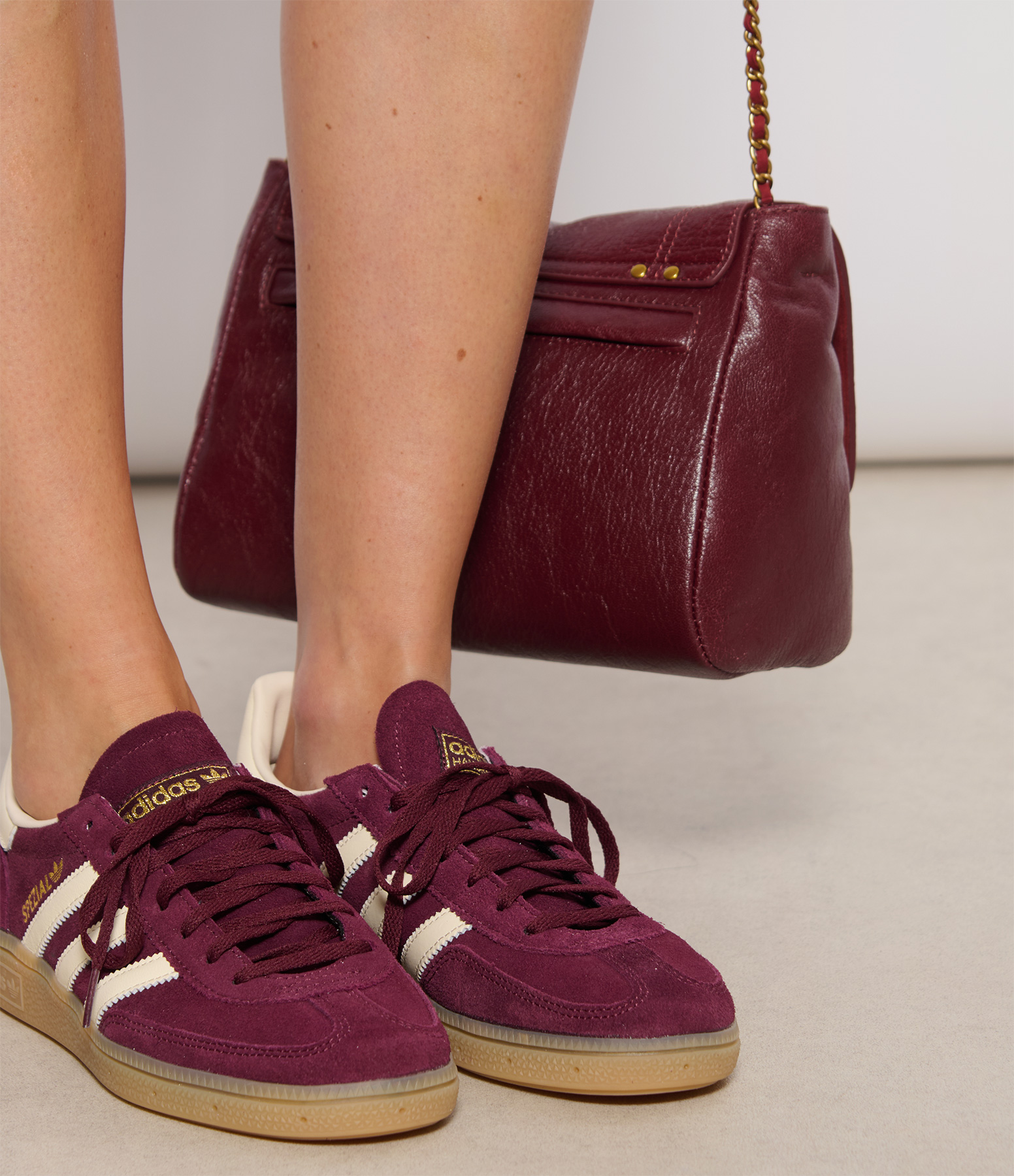 Handball Spezial Trainers – Maroon, Cream, White and Metallic Gold