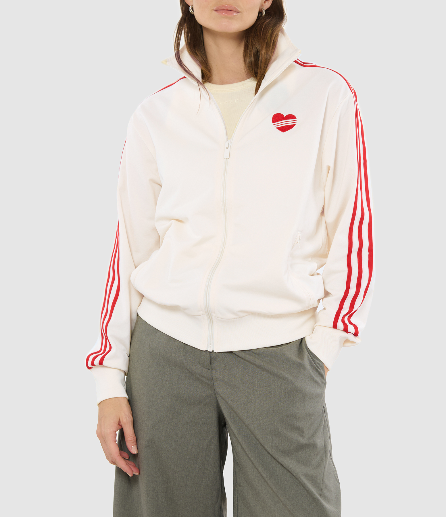 Fb Tt Loose Jacket in Cream White/Better Scarlet