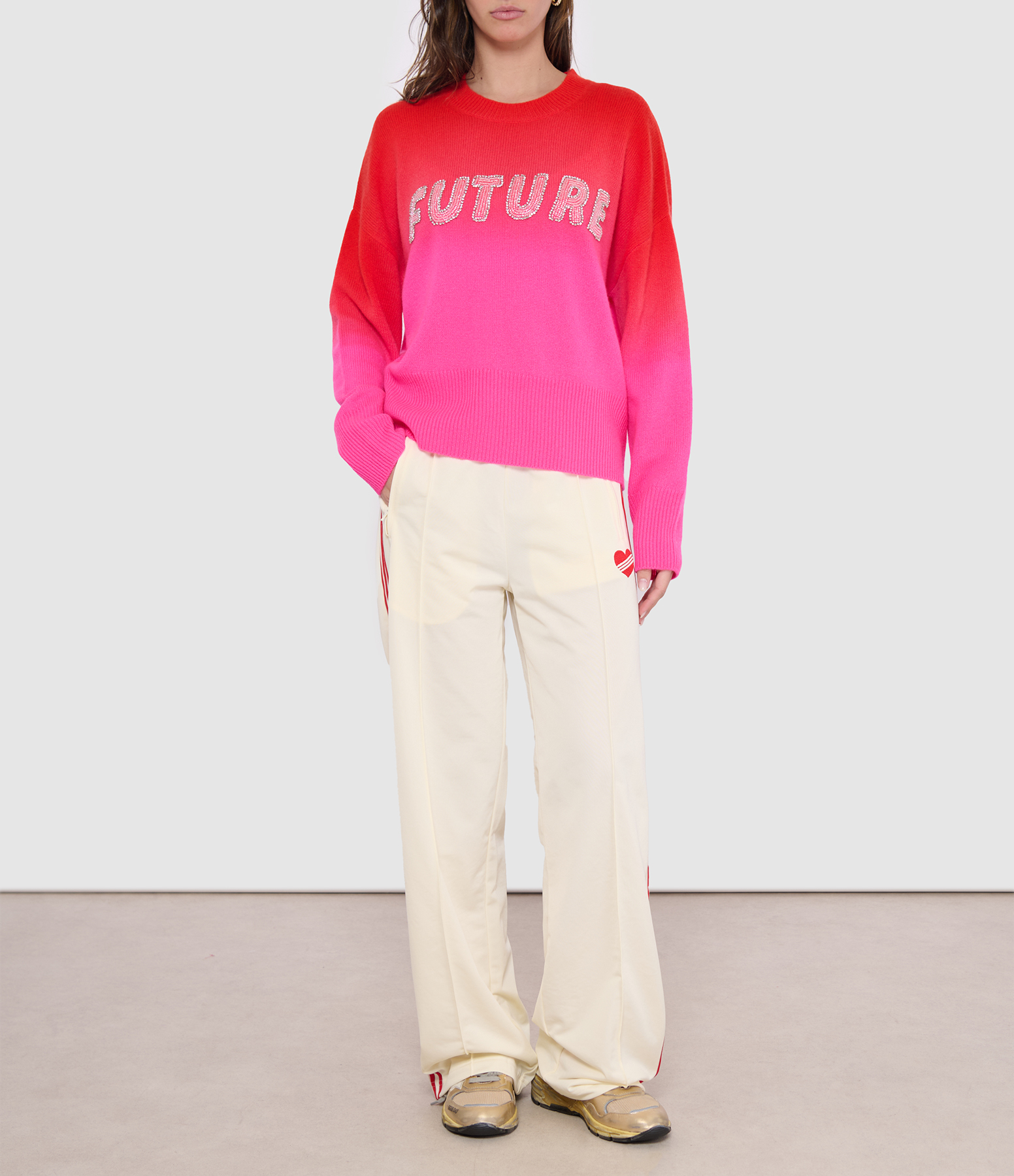 Fb Loose Tp Cream White/Better Scarlet Trousers