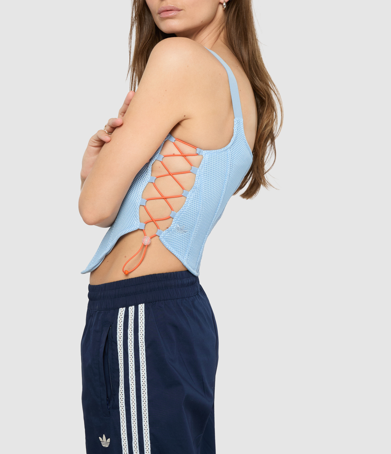 Clear Blue Corset Top, Adidas x Miaou Collaboration