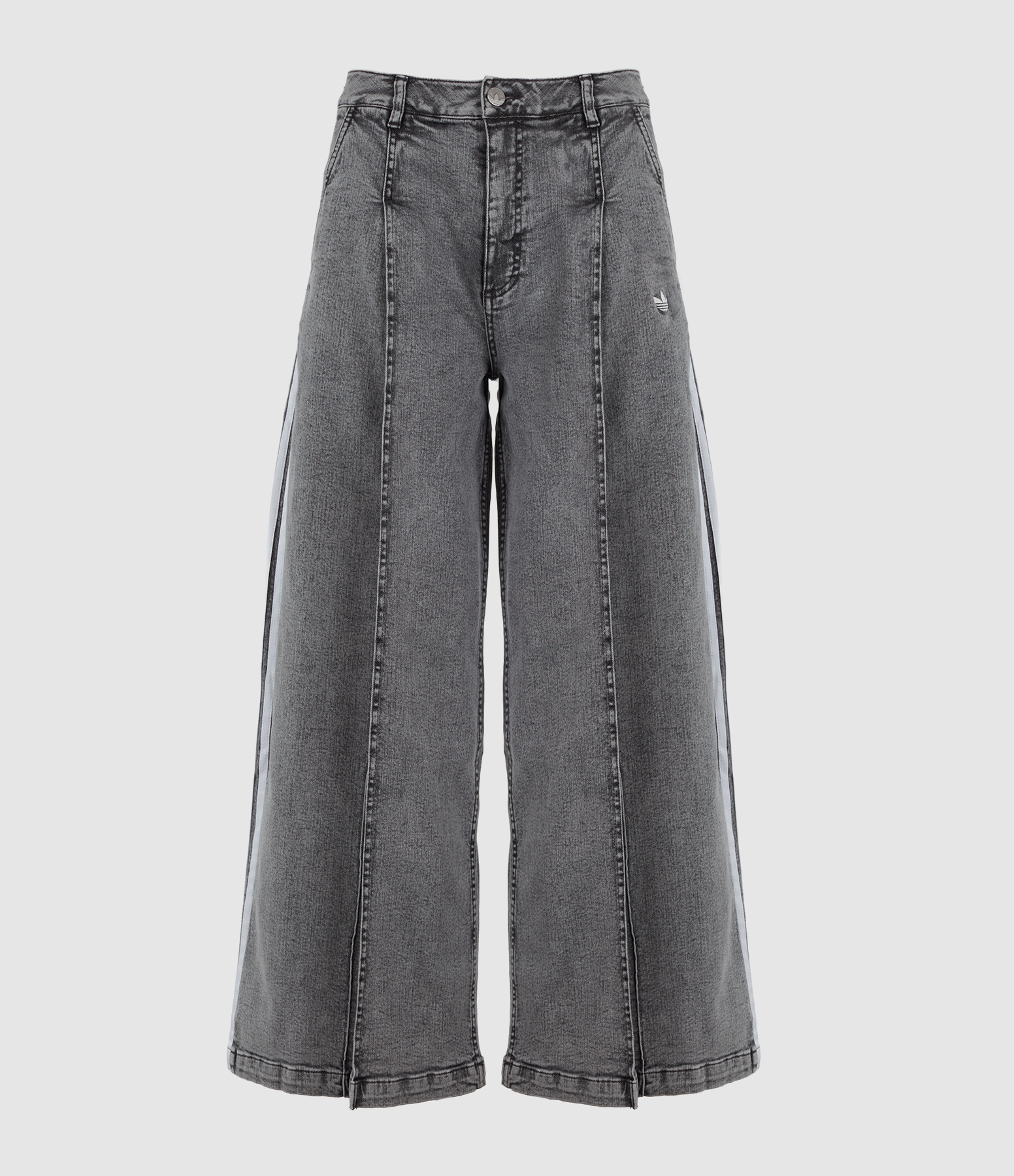 Wide-leg jeans in washed grey denim, Badigirl Capsule Collection
