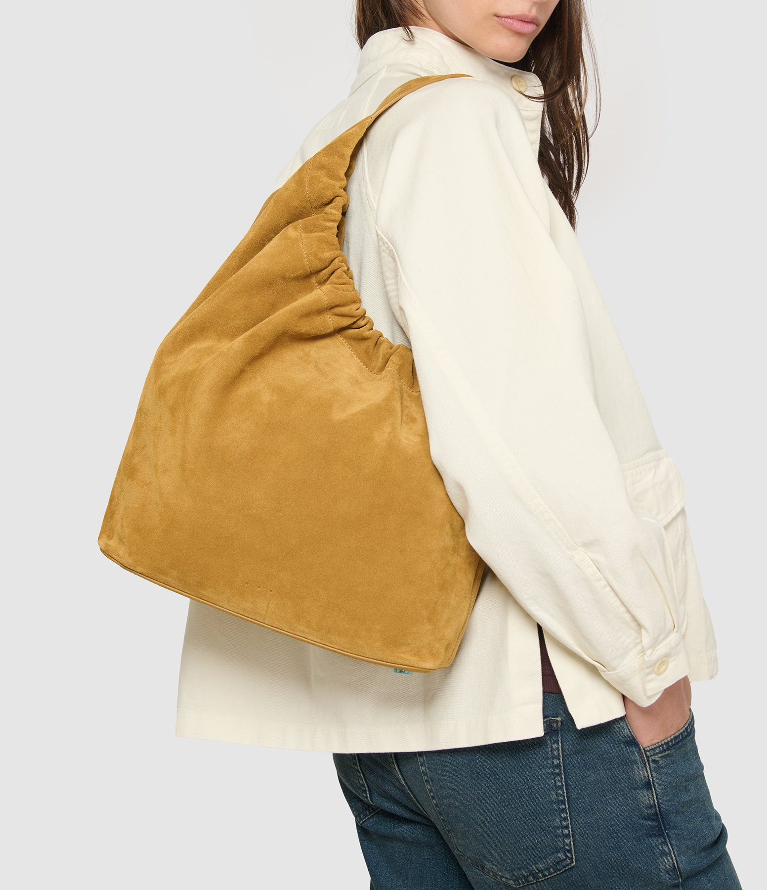 Havana Suede Cloud Half-Moon Bag
