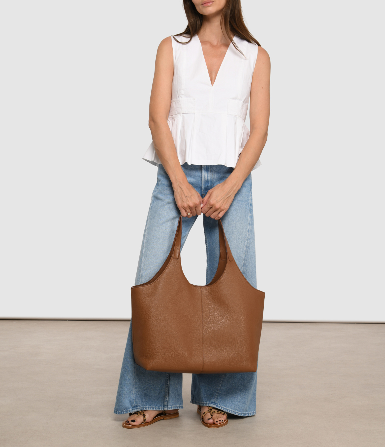 Supple XL Tote Bag, Rust Brown Grain