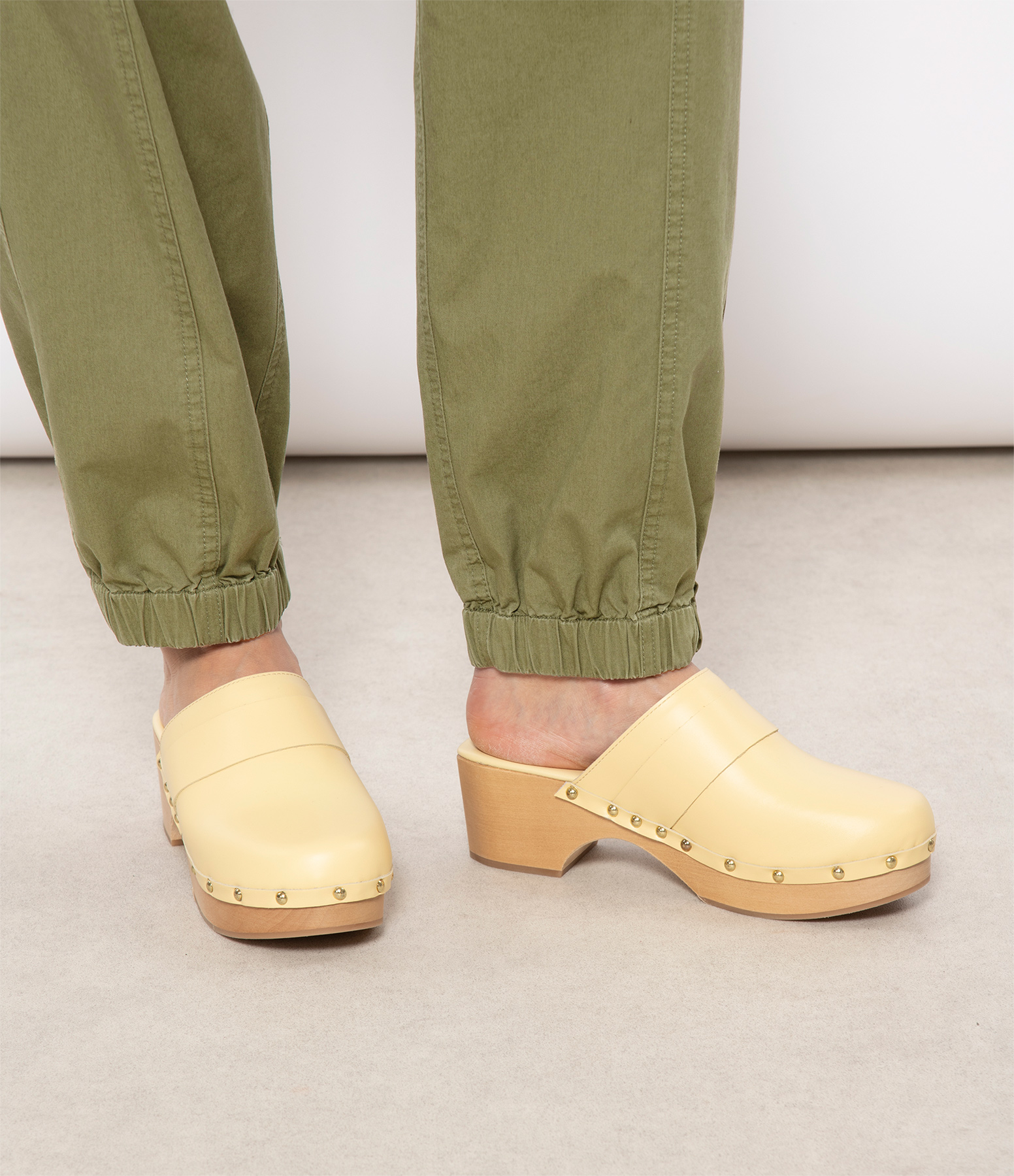 Bibi Yellow Leather Clogs